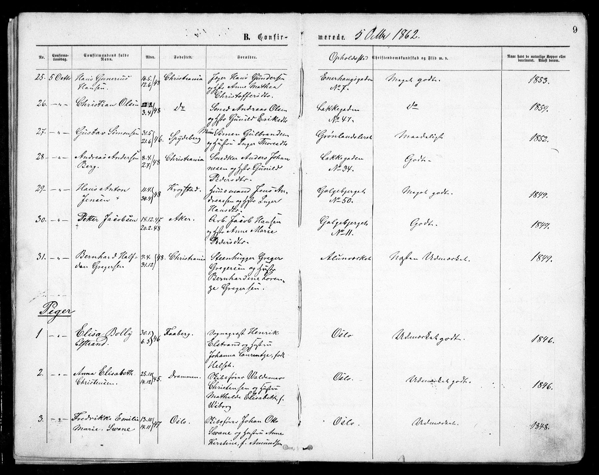 Grønland prestekontor Kirkebøker, SAO/A-10848/F/Fa/L0003: Ministerialbok nr. 3, 1862-1868, s. 9