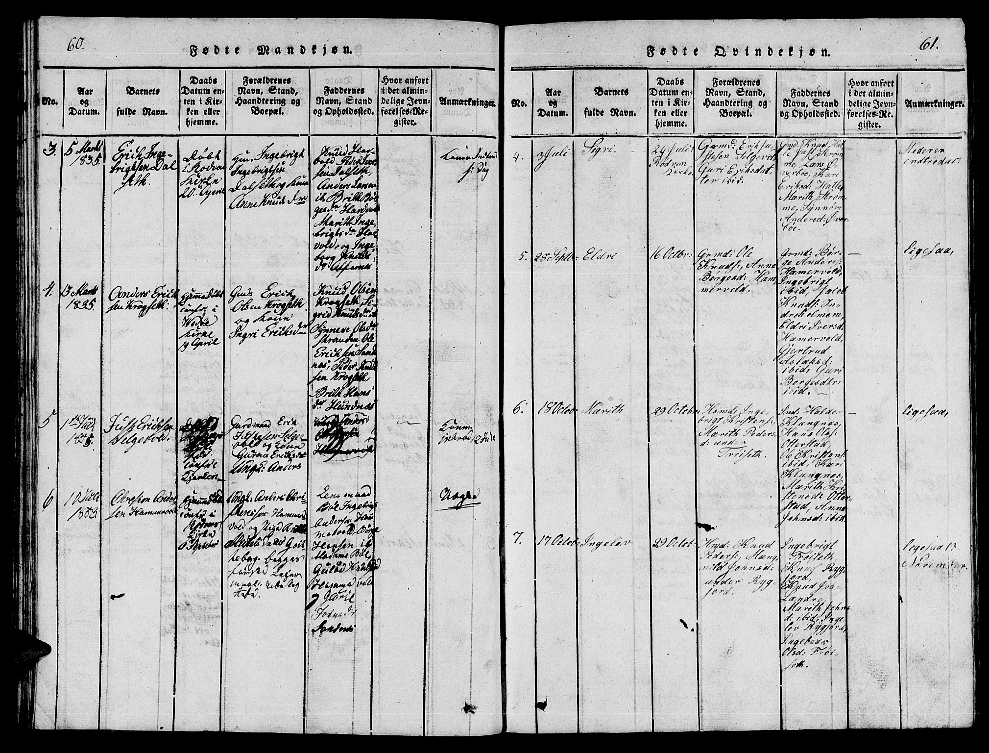 Ministerialprotokoller, klokkerbøker og fødselsregistre - Møre og Romsdal, AV/SAT-A-1454/548/L0613: Klokkerbok nr. 548C01, 1818-1846, s. 60-61