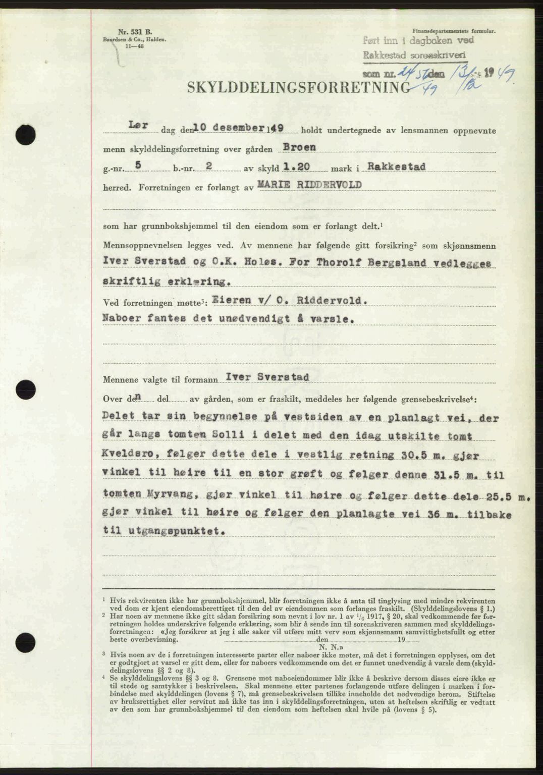 Rakkestad sorenskriveri, SAO/A-10686/G/Gb/Gba/Gbab/L0019: Pantebok nr. A19, 1949-1950, Dagboknr: 2456/1949