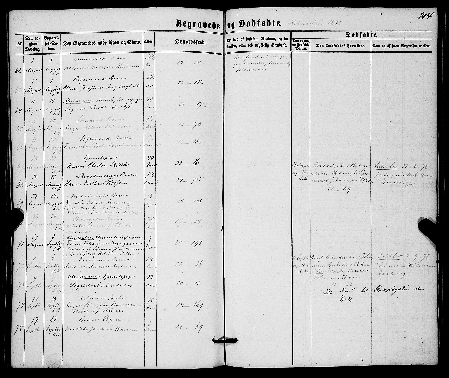 Korskirken sokneprestembete, AV/SAB-A-76101/H/Haa/L0045: Ministerialbok nr. E 3, 1863-1875, s. 214