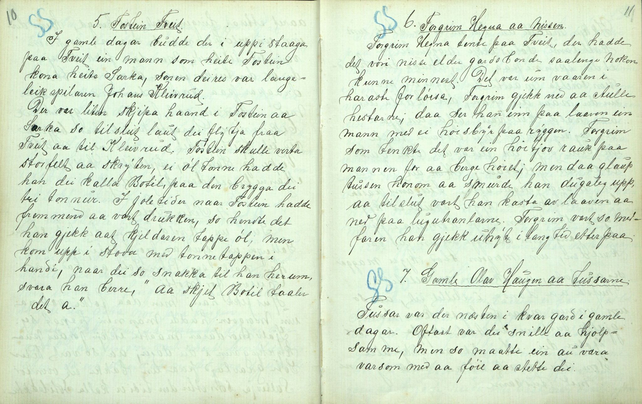Rikard Berge, TEMU/TGM-A-1003/F/L0003/0008: 061-100 Innholdslister / 67 Segnir, visur, stev o.a., 1907-1909, s. 10-11