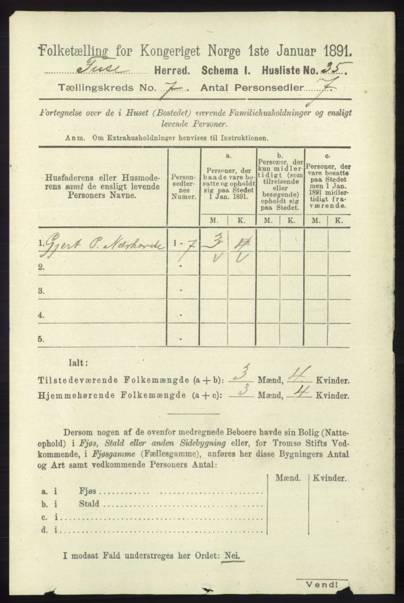 RA, Folketelling 1891 for 1241 Fusa herred, 1891, s. 1299