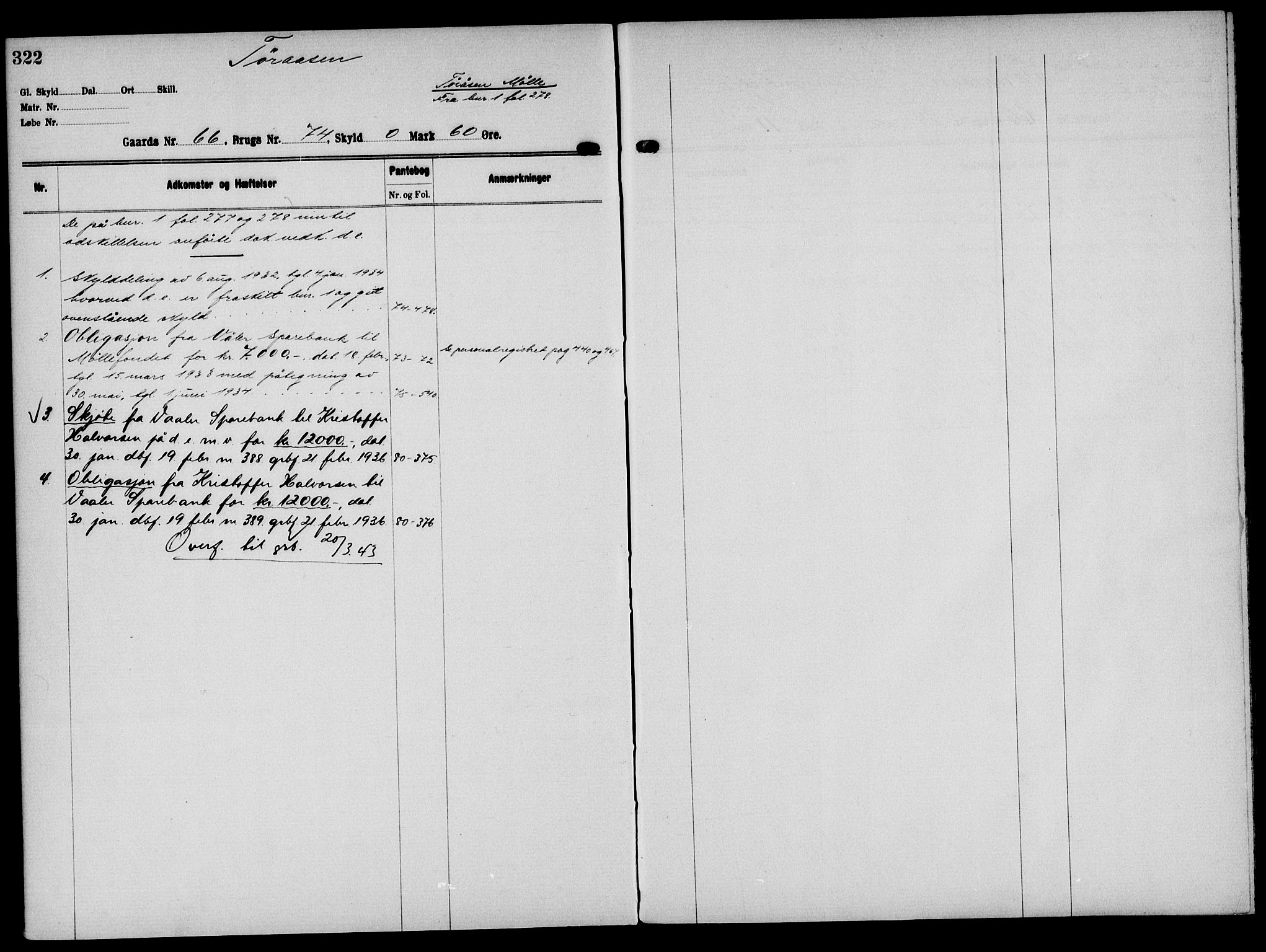 Solør tingrett, AV/SAH-TING-008/H/Ha/Hak/L0005: Panteregister nr. V, 1900-1935, s. 322