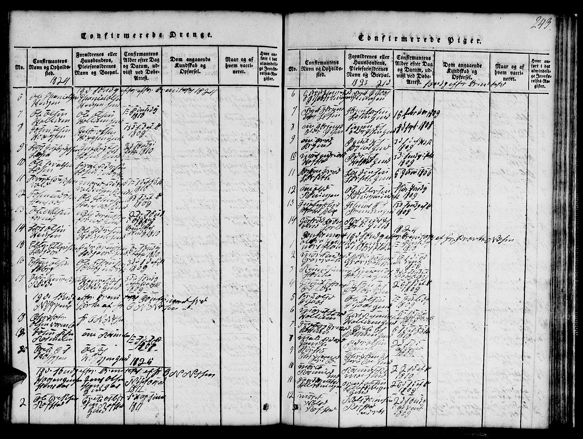 Ministerialprotokoller, klokkerbøker og fødselsregistre - Sør-Trøndelag, SAT/A-1456/691/L1092: Klokkerbok nr. 691C03, 1816-1852, s. 243