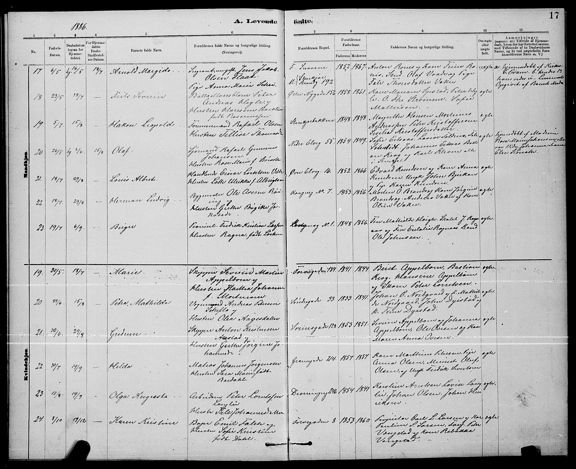 Ministerialprotokoller, klokkerbøker og fødselsregistre - Nord-Trøndelag, AV/SAT-A-1458/739/L0374: Klokkerbok nr. 739C02, 1883-1898, s. 17