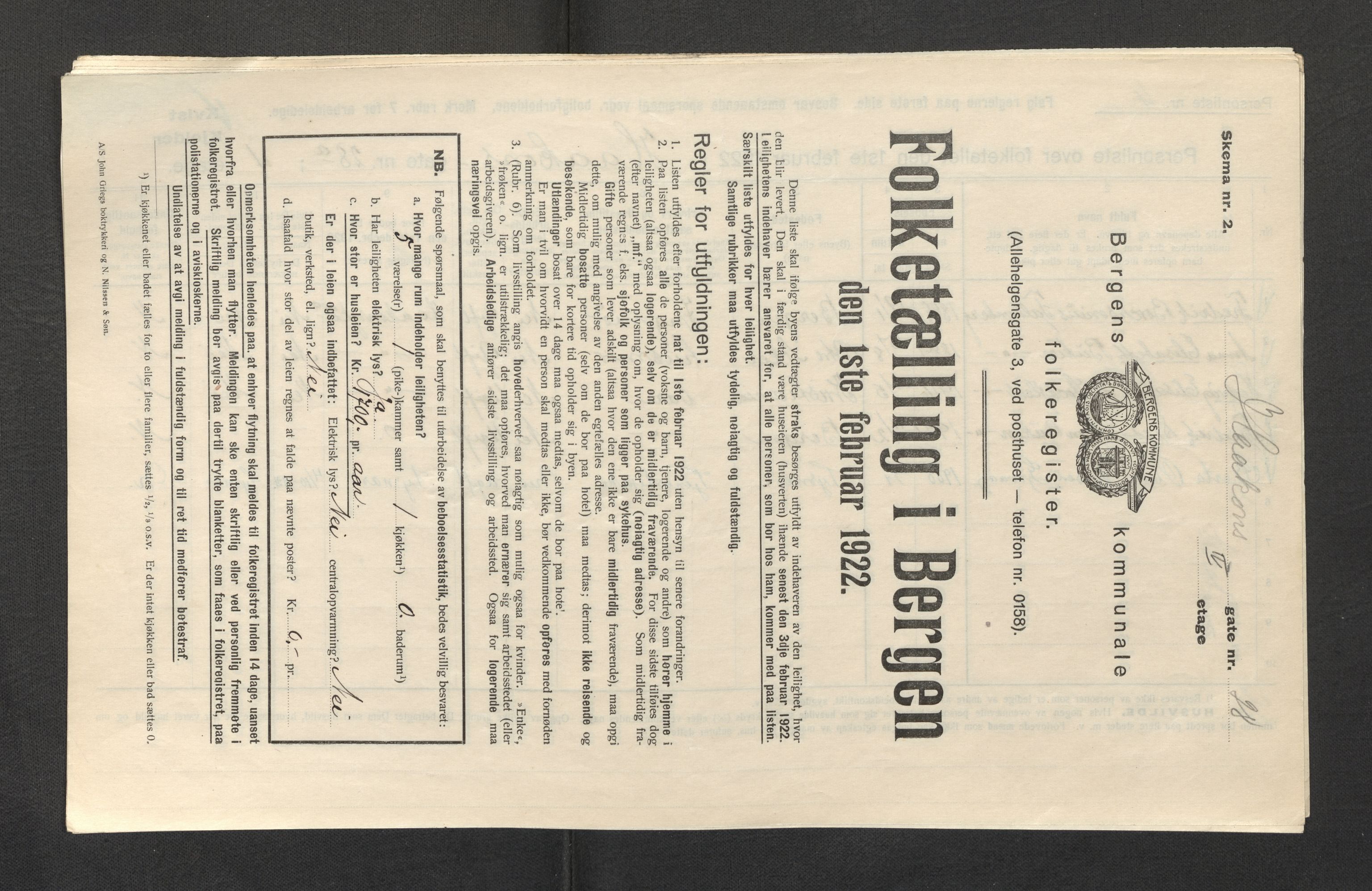 SAB, Kommunal folketelling 1922 for Bergen kjøpstad, 1922, s. 11850