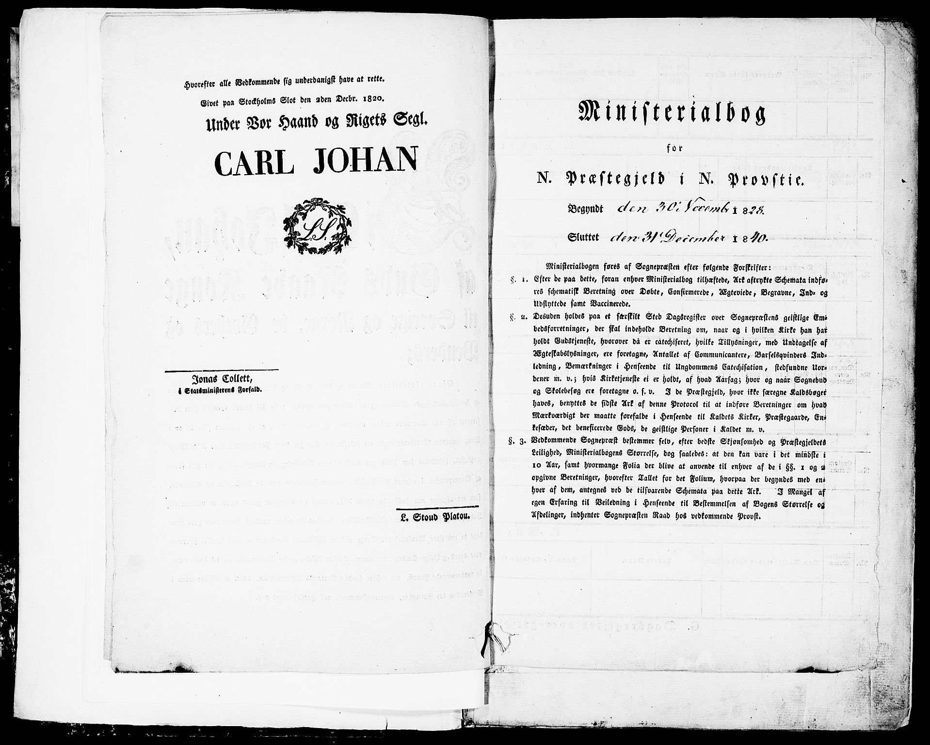Garnisonsmenigheten Kirkebøker, SAO/A-10846/G/Ga/L0004: Klokkerbok nr. 4, 1828-1840