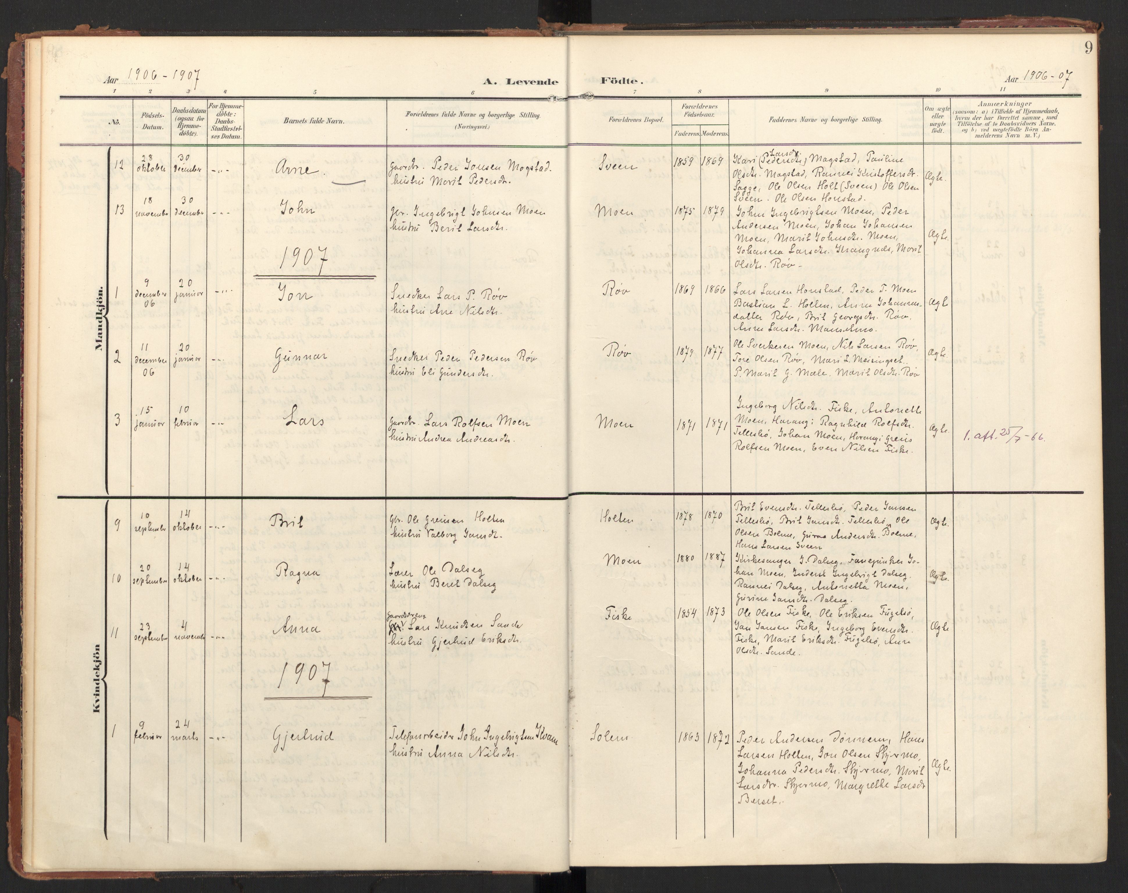 Ministerialprotokoller, klokkerbøker og fødselsregistre - Møre og Romsdal, AV/SAT-A-1454/597/L1063: Ministerialbok nr. 597A02, 1905-1923, s. 9