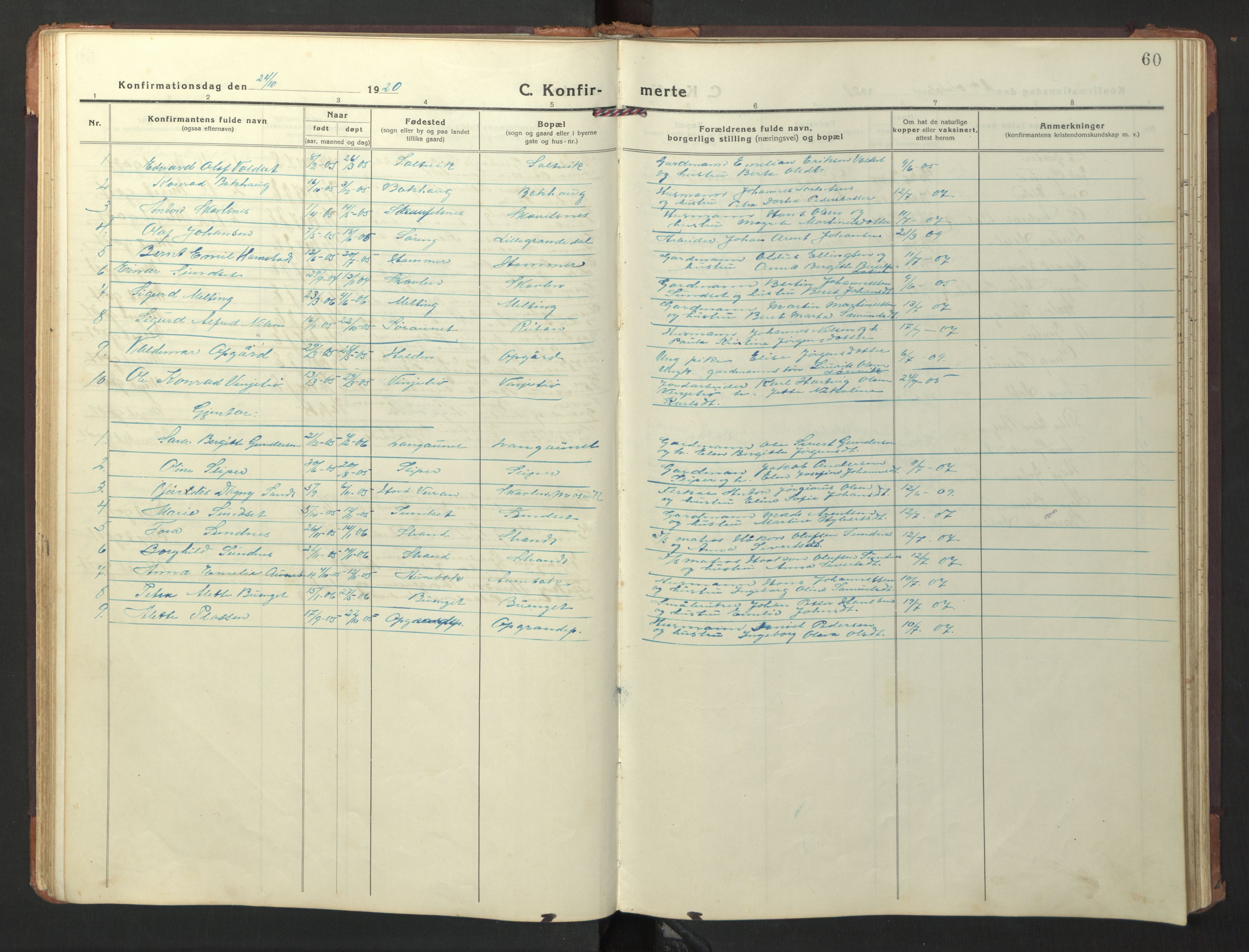 Ministerialprotokoller, klokkerbøker og fødselsregistre - Nord-Trøndelag, SAT/A-1458/733/L0328: Klokkerbok nr. 733C03, 1919-1966, s. 60