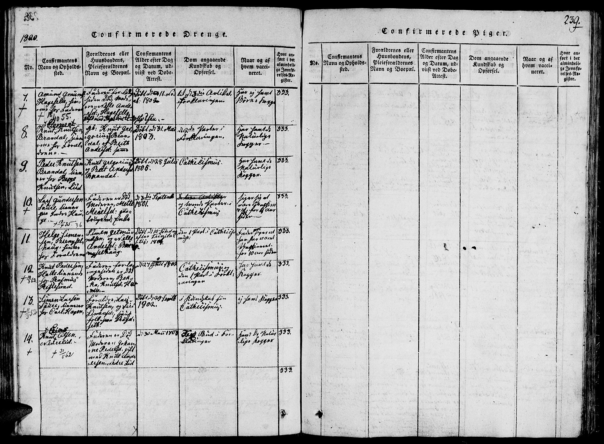 Ministerialprotokoller, klokkerbøker og fødselsregistre - Møre og Romsdal, SAT/A-1454/503/L0033: Ministerialbok nr. 503A01, 1816-1841, s. 239