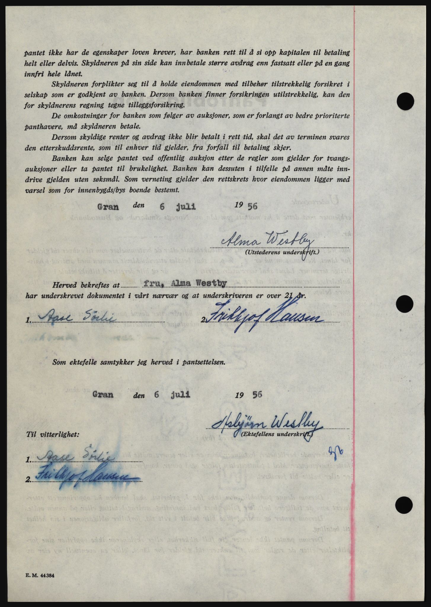 Hadeland og Land tingrett, SAH/TING-010/H/Hb/Hbc/L0034: Pantebok nr. B34, 1956-1956, Dagboknr: 1812/1956