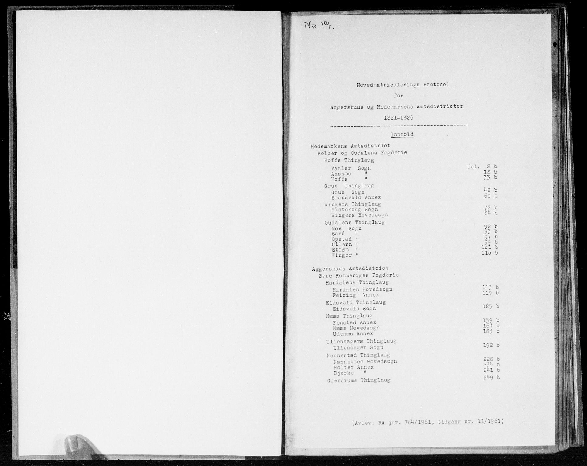 Hovedmatrikkelkommisjonen, RA/S-1529, 1821-1826