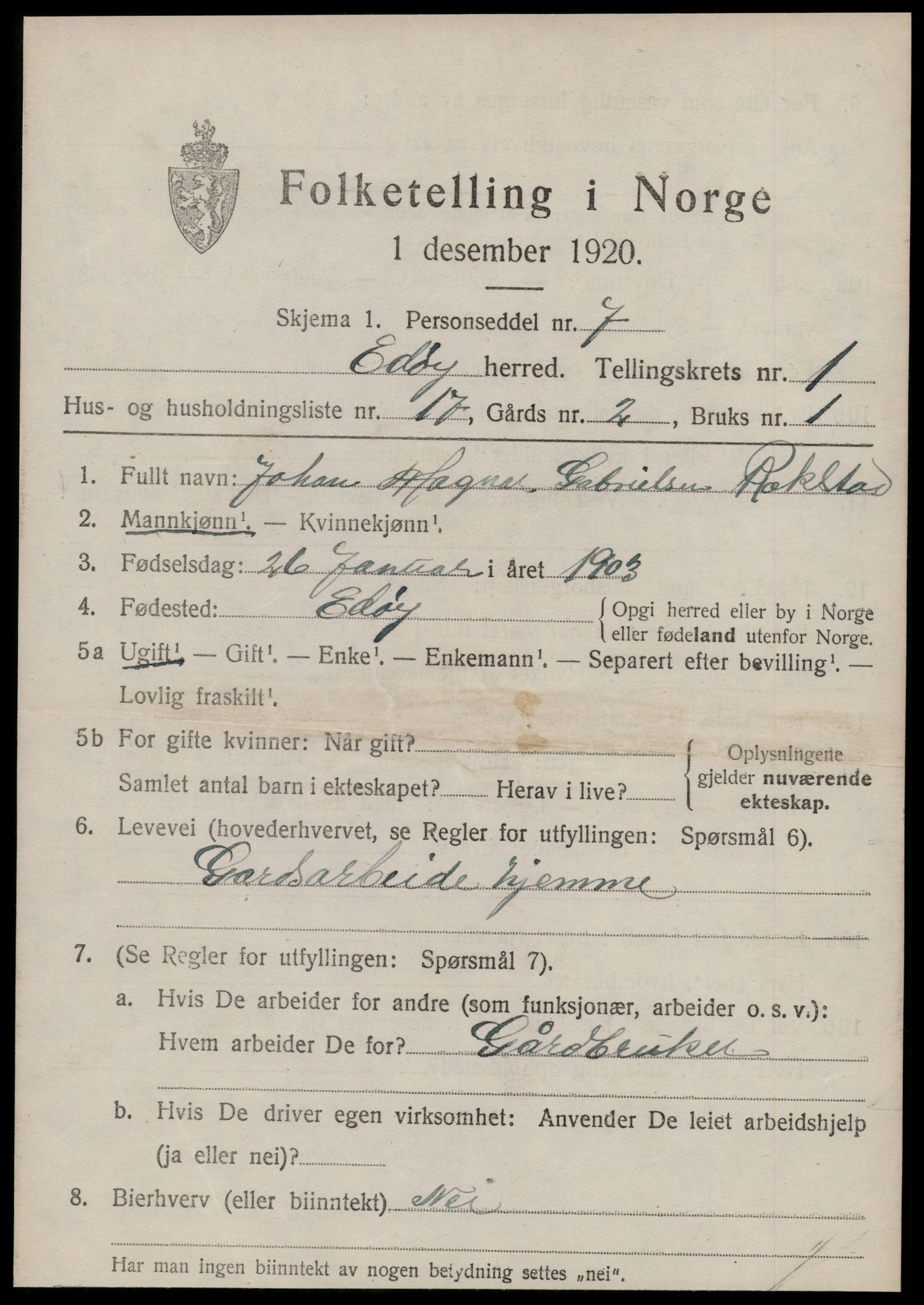 SAT, Folketelling 1920 for 1573 Edøy herred, 1920, s. 574