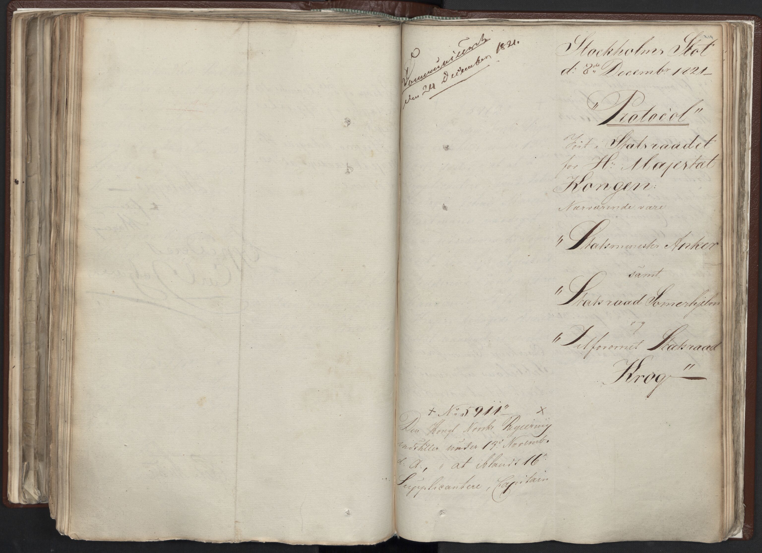 Statsrådssekretariatet, AV/RA-S-1001/A/Ab/L0012: Kgl. res. nr. 5679-6008 II, 1821, s. 218b-219a