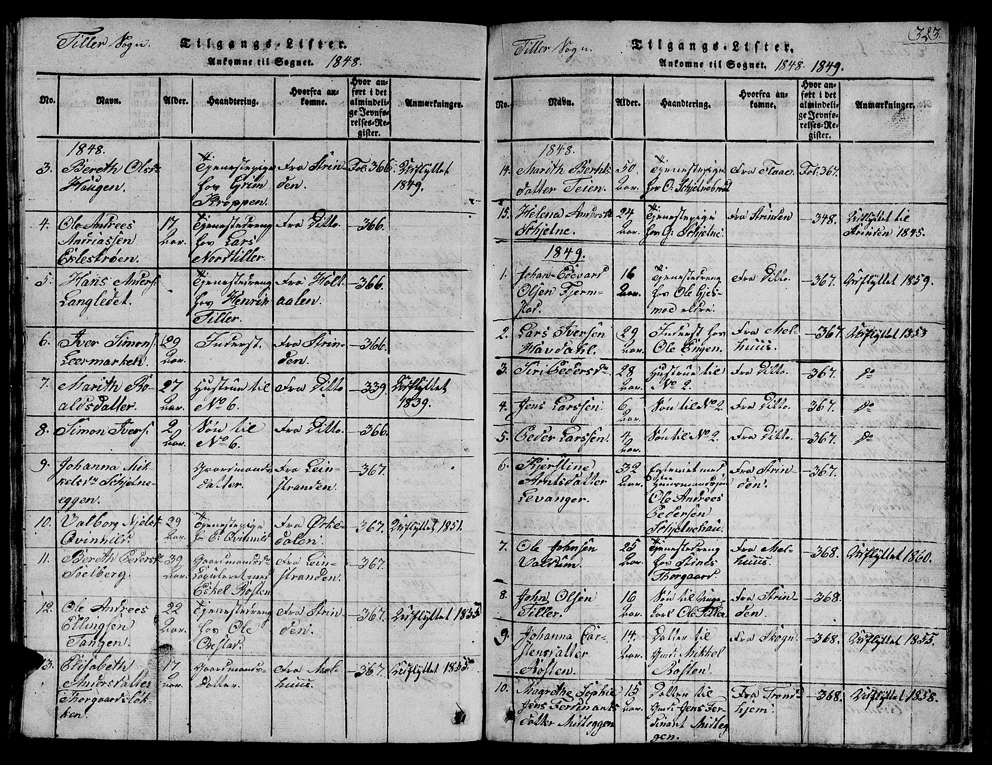 Ministerialprotokoller, klokkerbøker og fødselsregistre - Sør-Trøndelag, AV/SAT-A-1456/621/L0458: Klokkerbok nr. 621C01, 1816-1865, s. 323