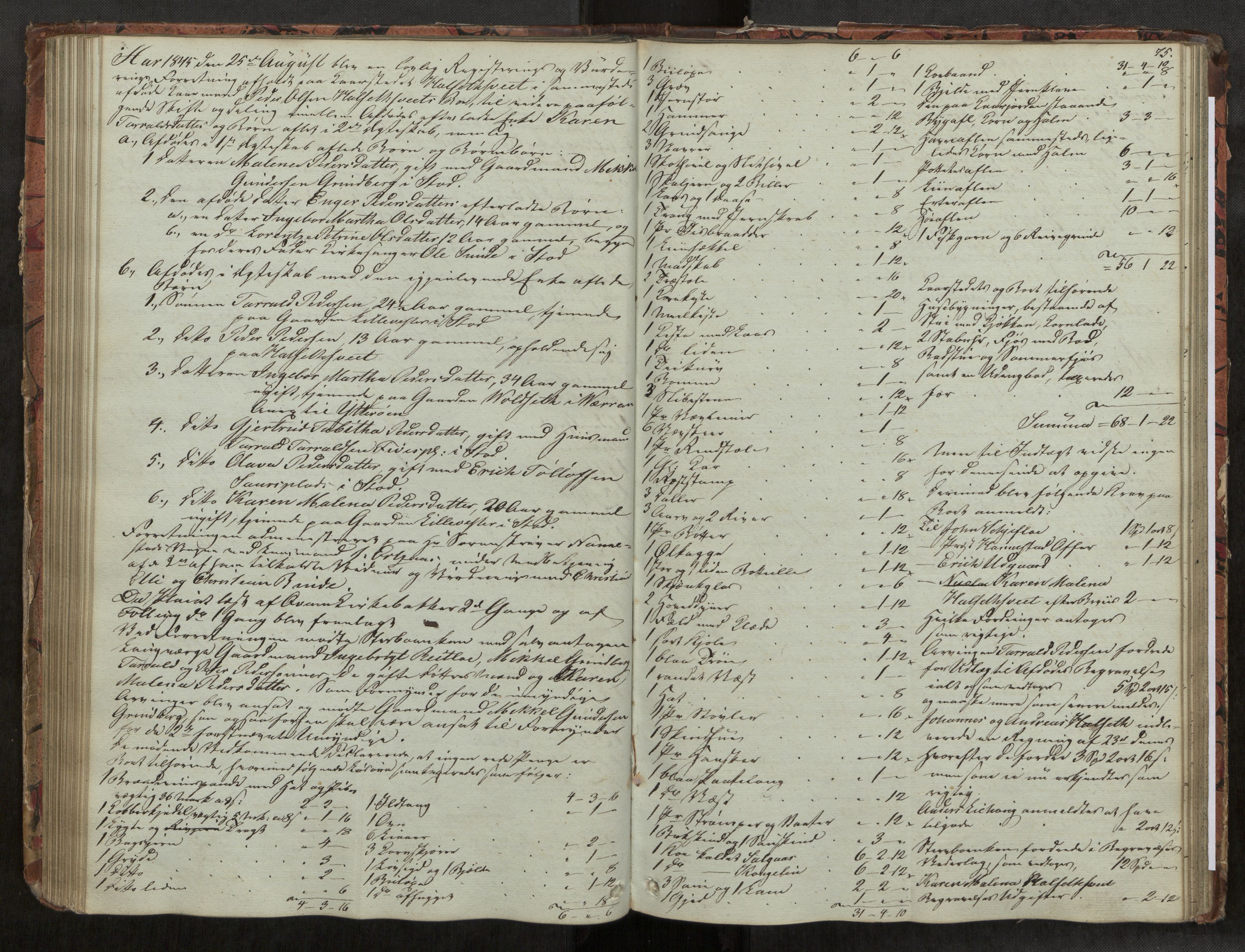 Inderøy sorenskriveri, AV/SAT-A-4147/1/3/3C/3Ca/L0002: Skifteregistreringsprotokoll, 1841-1851, s. 75
