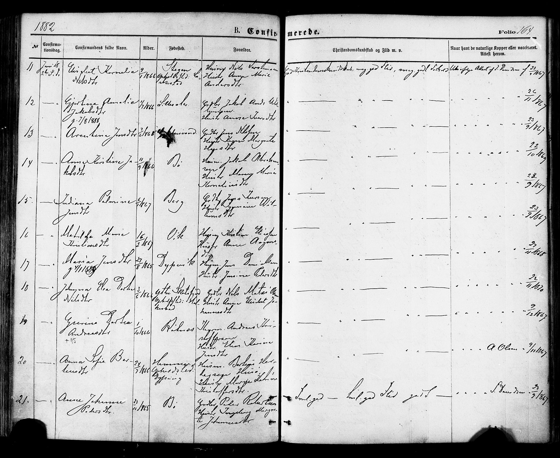 Ministerialprotokoller, klokkerbøker og fødselsregistre - Nordland, AV/SAT-A-1459/855/L0802: Ministerialbok nr. 855A10, 1875-1886, s. 164