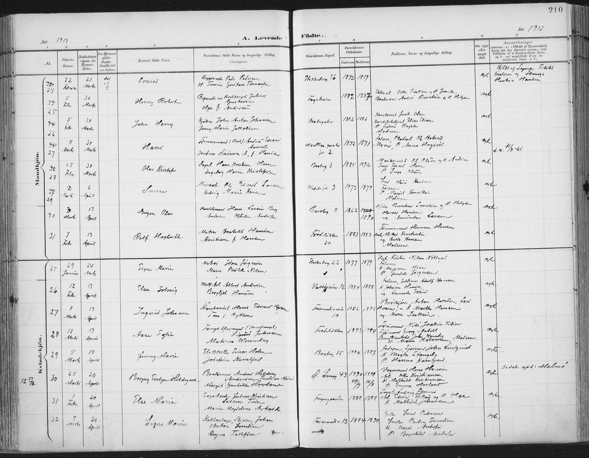 Tønsberg kirkebøker, AV/SAKO-A-330/F/Fa/L0014: Ministerialbok nr. I 14, 1900-1913, s. 210