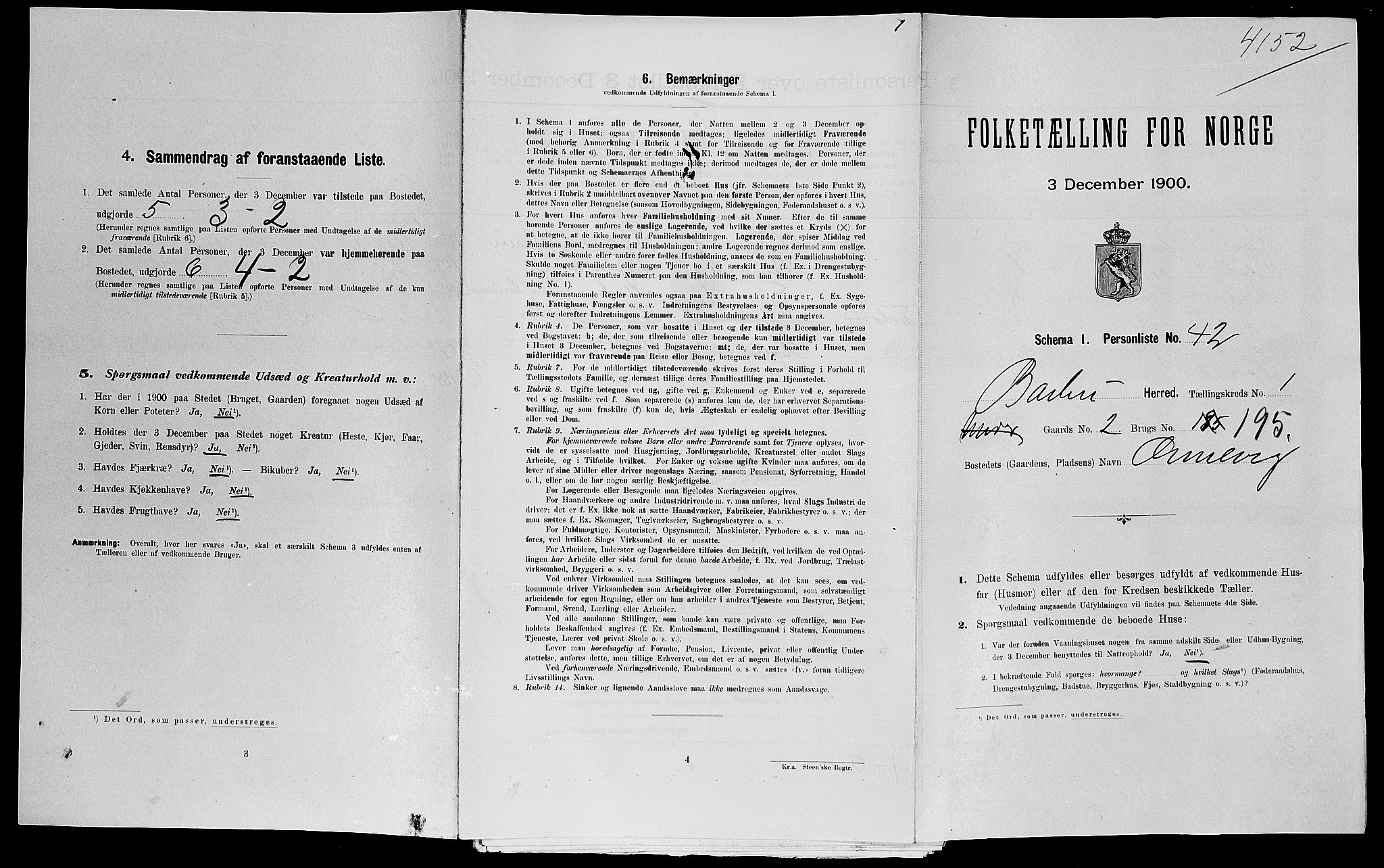 SAK, Folketelling 1900 for 0990 Barbu herred, 1900, s. 238