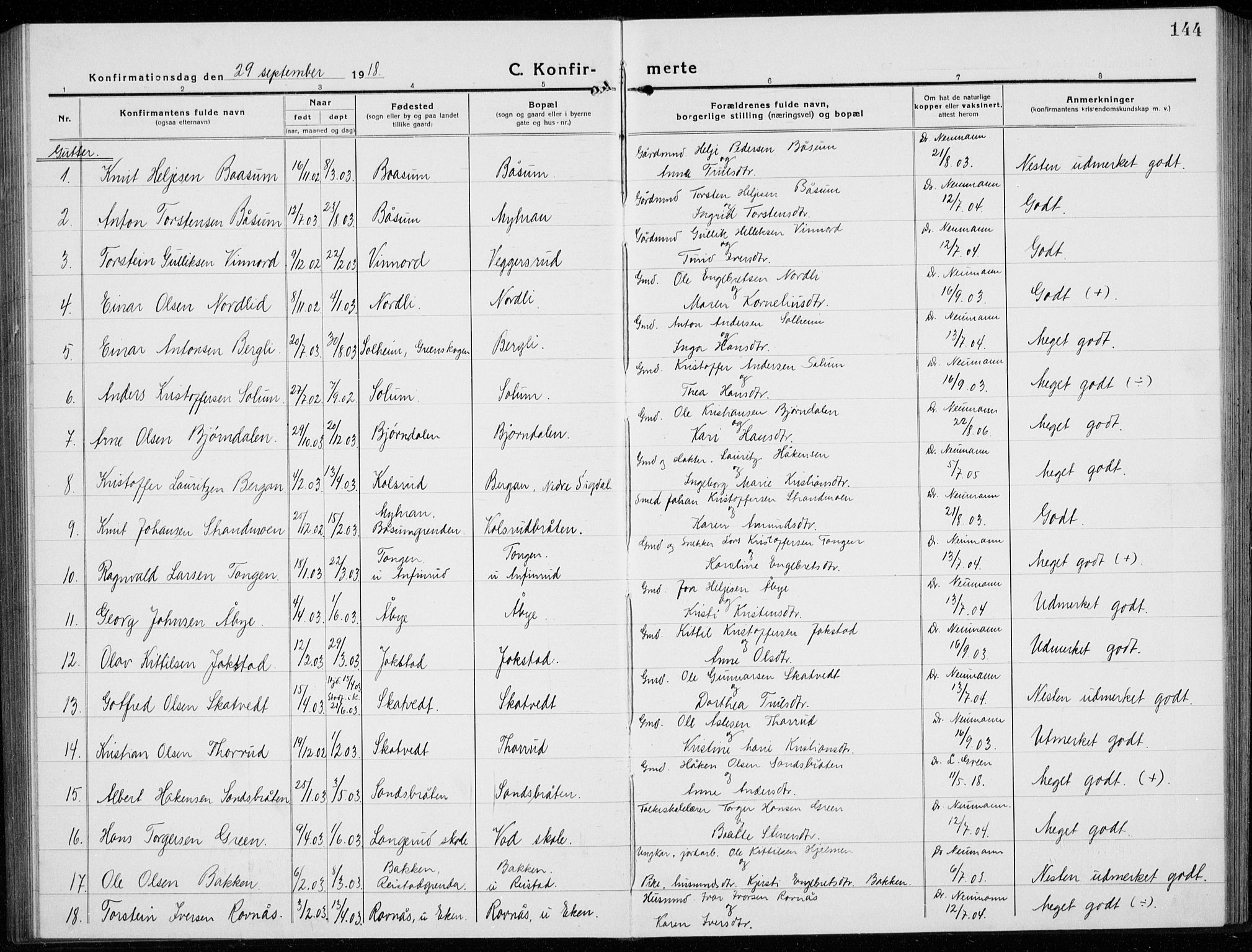 Sigdal kirkebøker, AV/SAKO-A-245/G/Ga/L0007: Klokkerbok nr. I 7, 1917-1935, s. 144