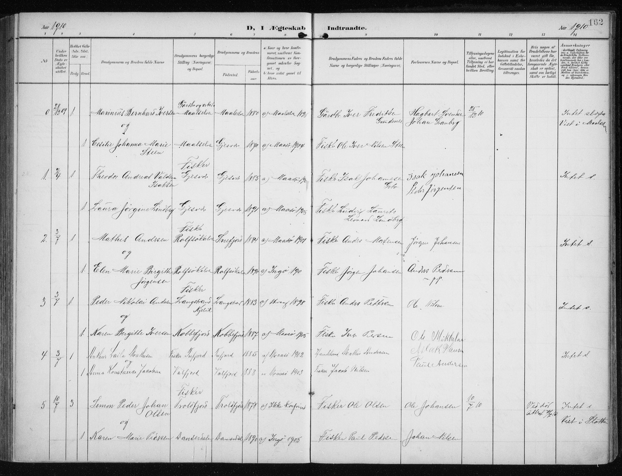 Måsøy sokneprestkontor, AV/SATØ-S-1348/H/Ha/L0009kirke: Ministerialbok nr. 9, 1903-1914, s. 162