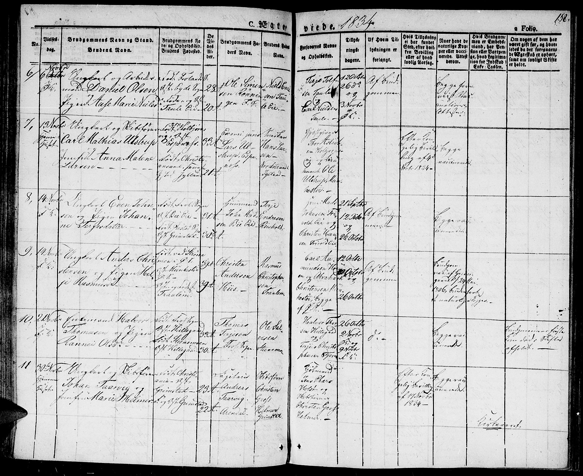 Fjære sokneprestkontor, AV/SAK-1111-0011/F/Fa/L0002: Ministerialbok nr. A 2, 1827-1839, s. 158
