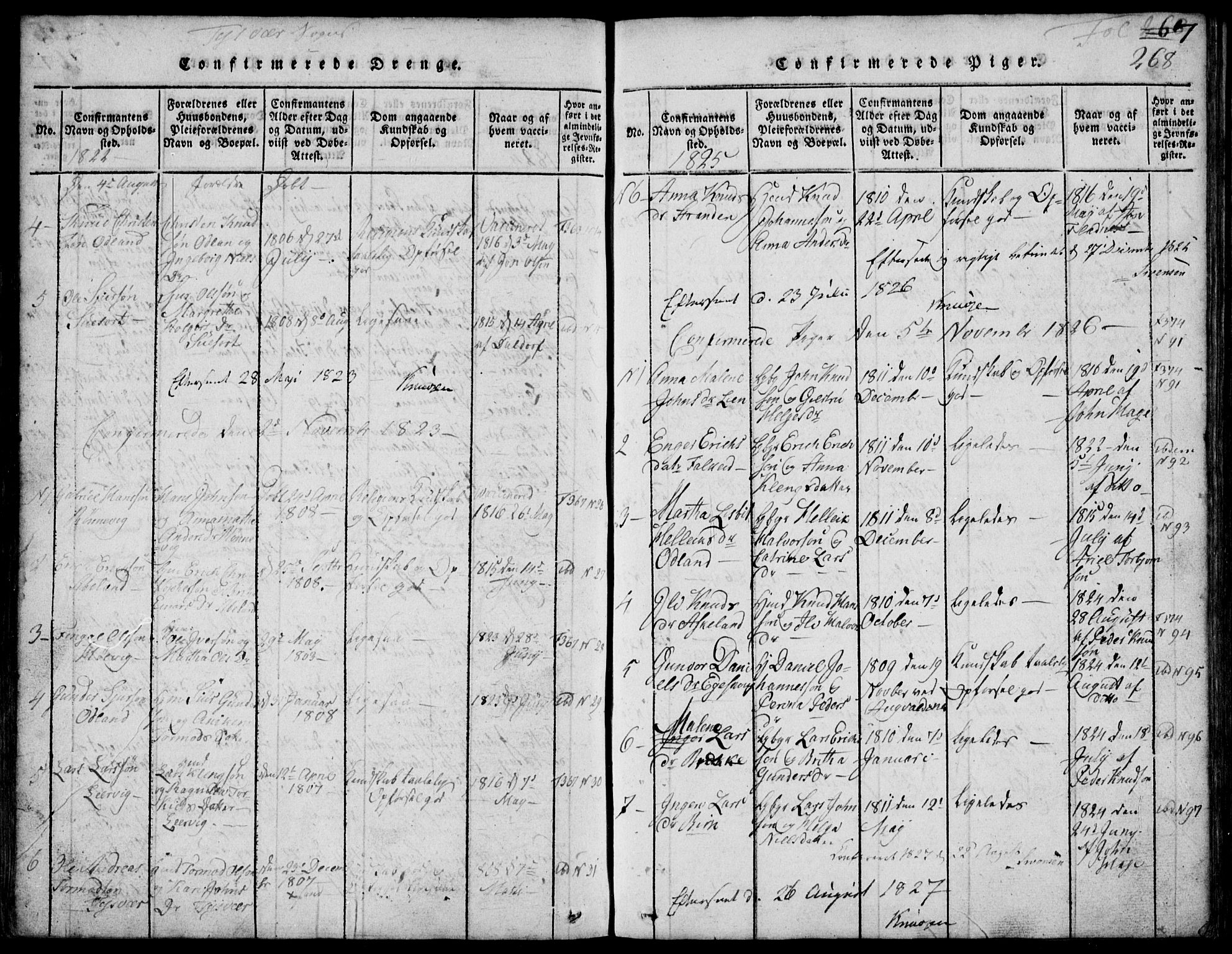 Skjold sokneprestkontor, SAST/A-101847/H/Ha/Hab/L0002: Klokkerbok nr. B 2 /1, 1815-1830, s. 268