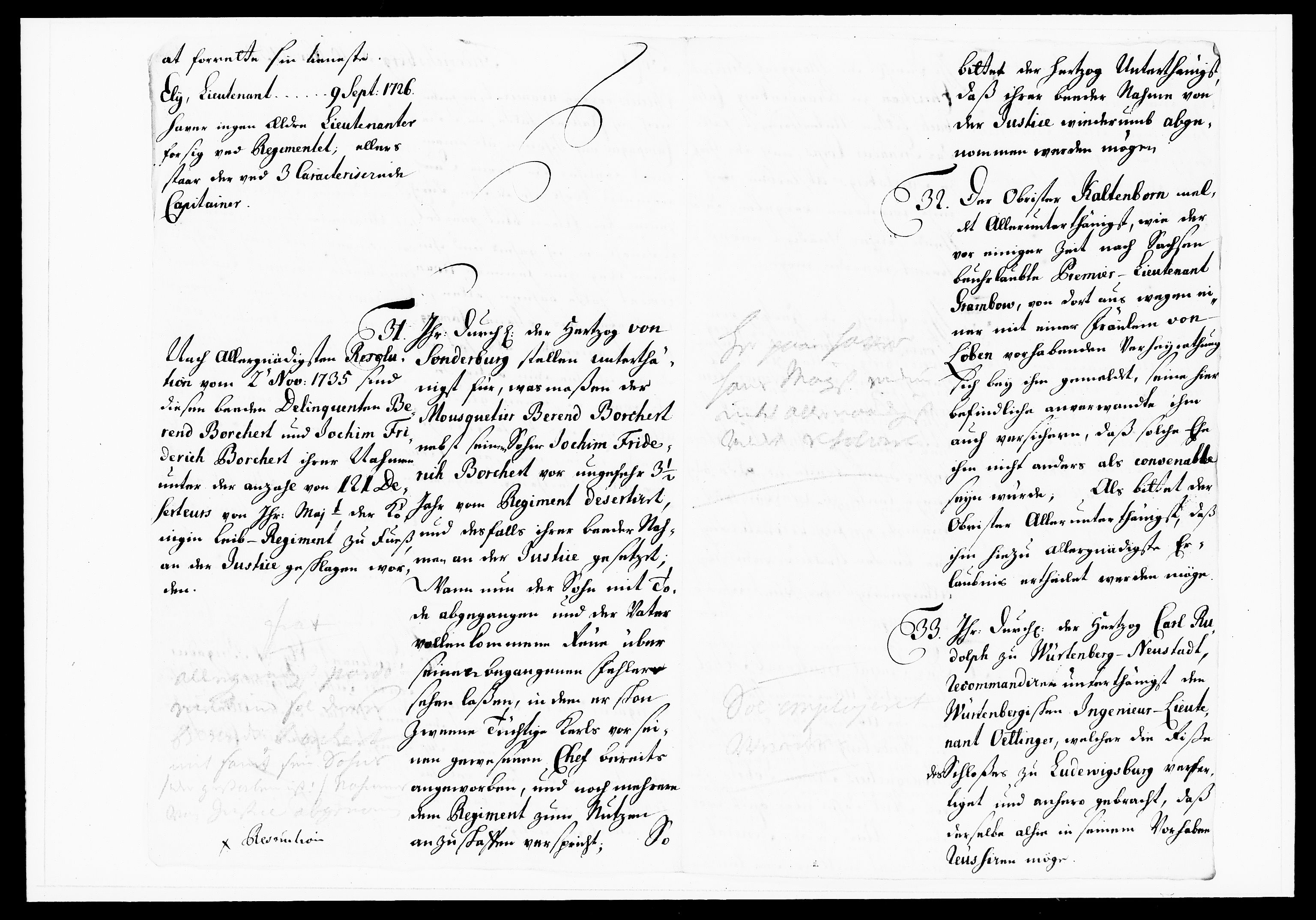 Krigskollegiet, Krigskancelliet, DRA/A-0006/-/1143-1150: Refererede sager, 1738, s. 476