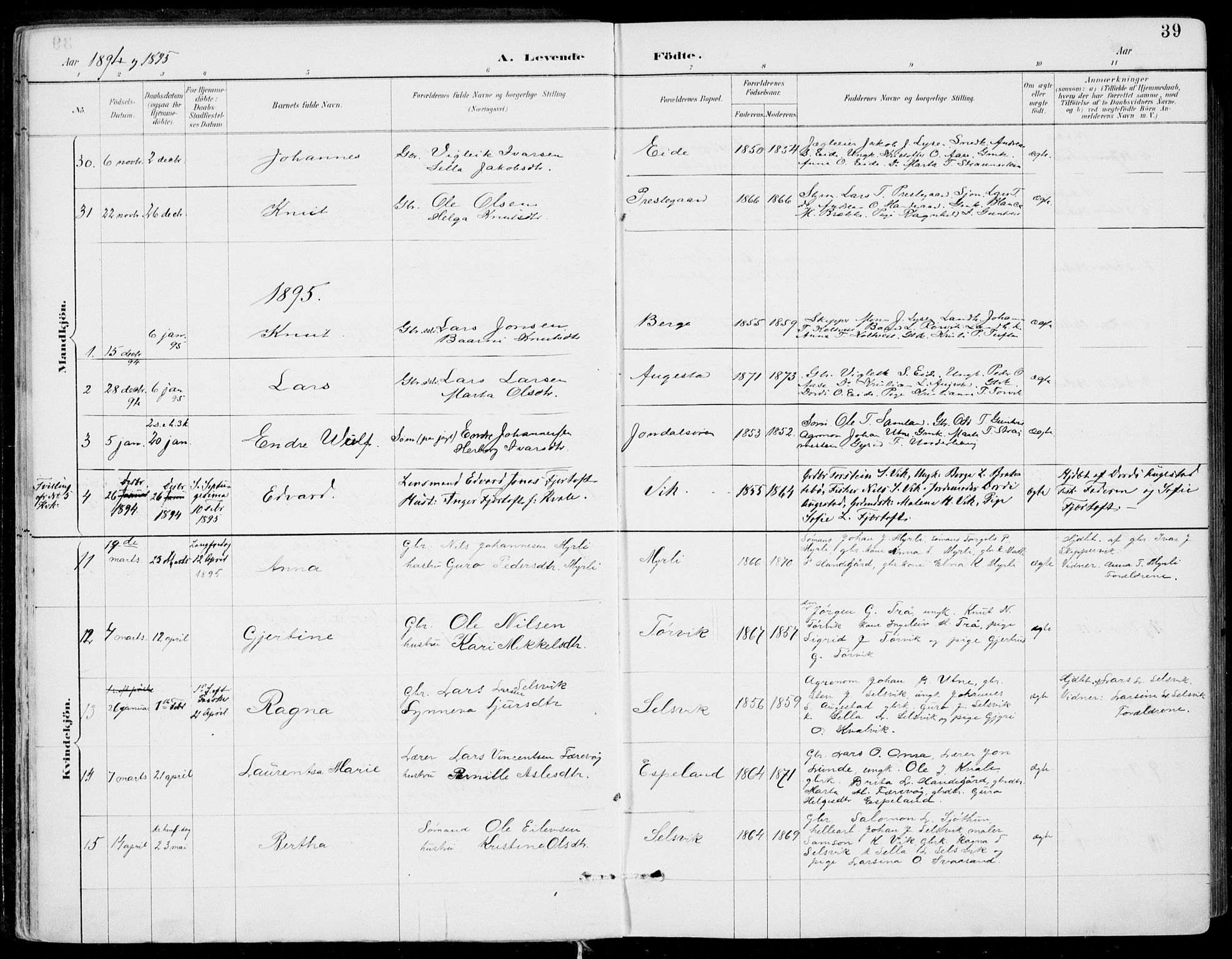 Strandebarm sokneprestembete, AV/SAB-A-78401/H/Haa: Ministerialbok nr. E  1, 1886-1908, s. 39