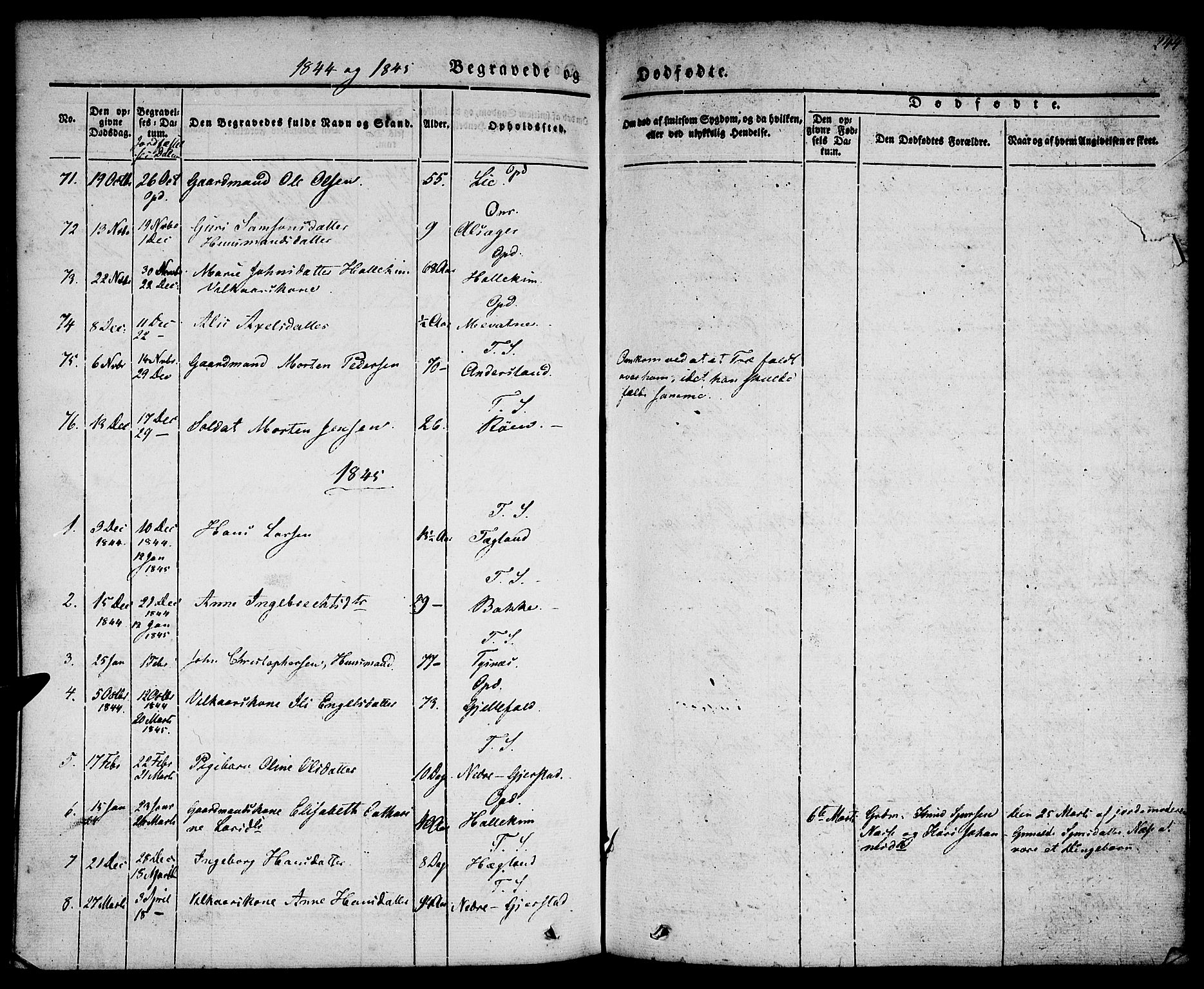 Tysnes sokneprestembete, AV/SAB-A-78601/H/Haa: Ministerialbok nr. A 9, 1837-1848, s. 244