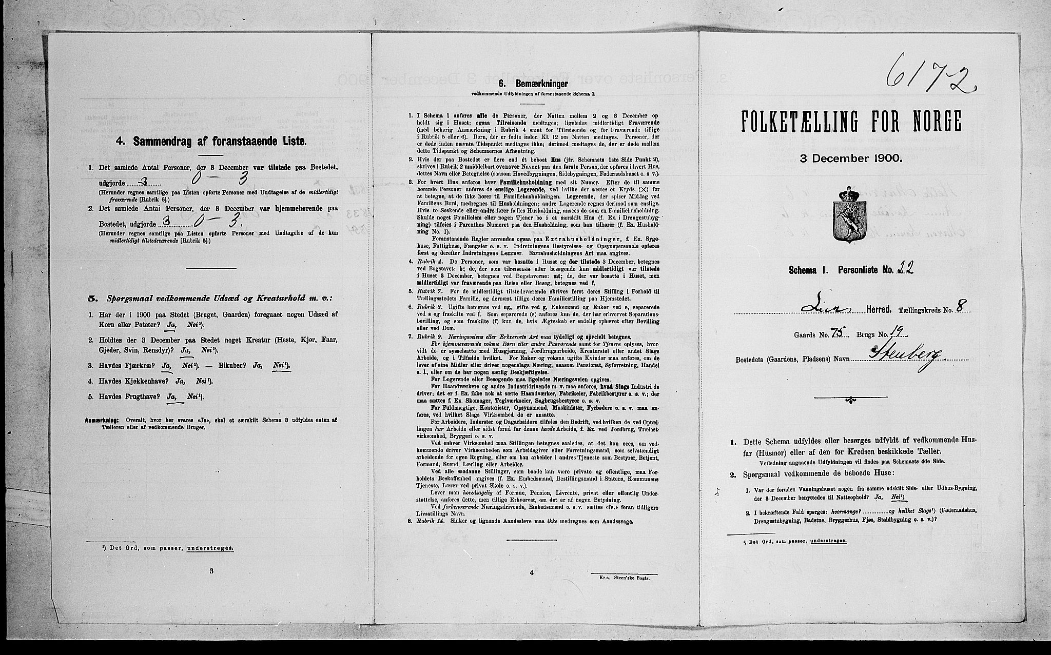 RA, Folketelling 1900 for 0626 Lier herred, 1900, s. 1330