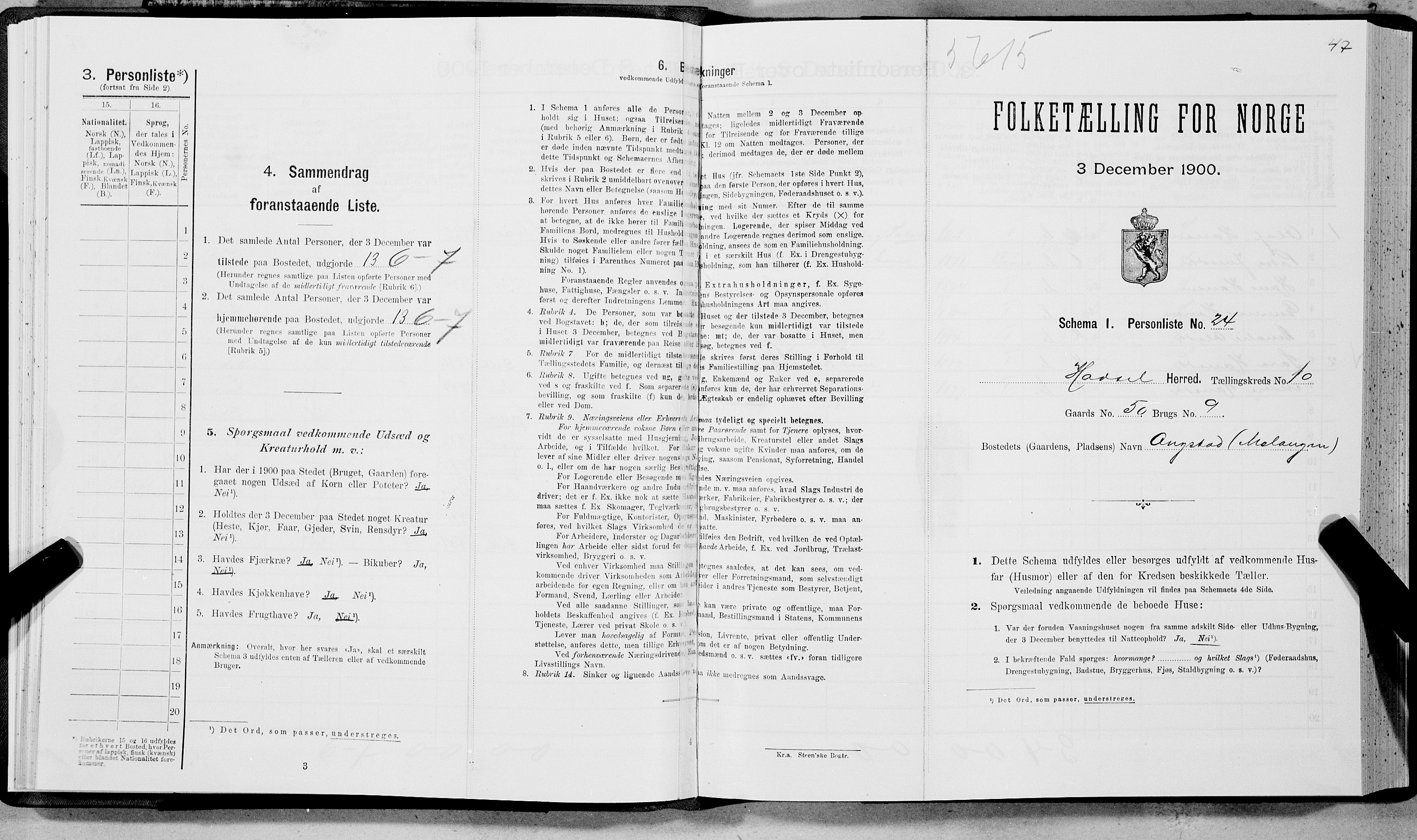 SAT, Folketelling 1900 for 1866 Hadsel herred, 1900, s. 857