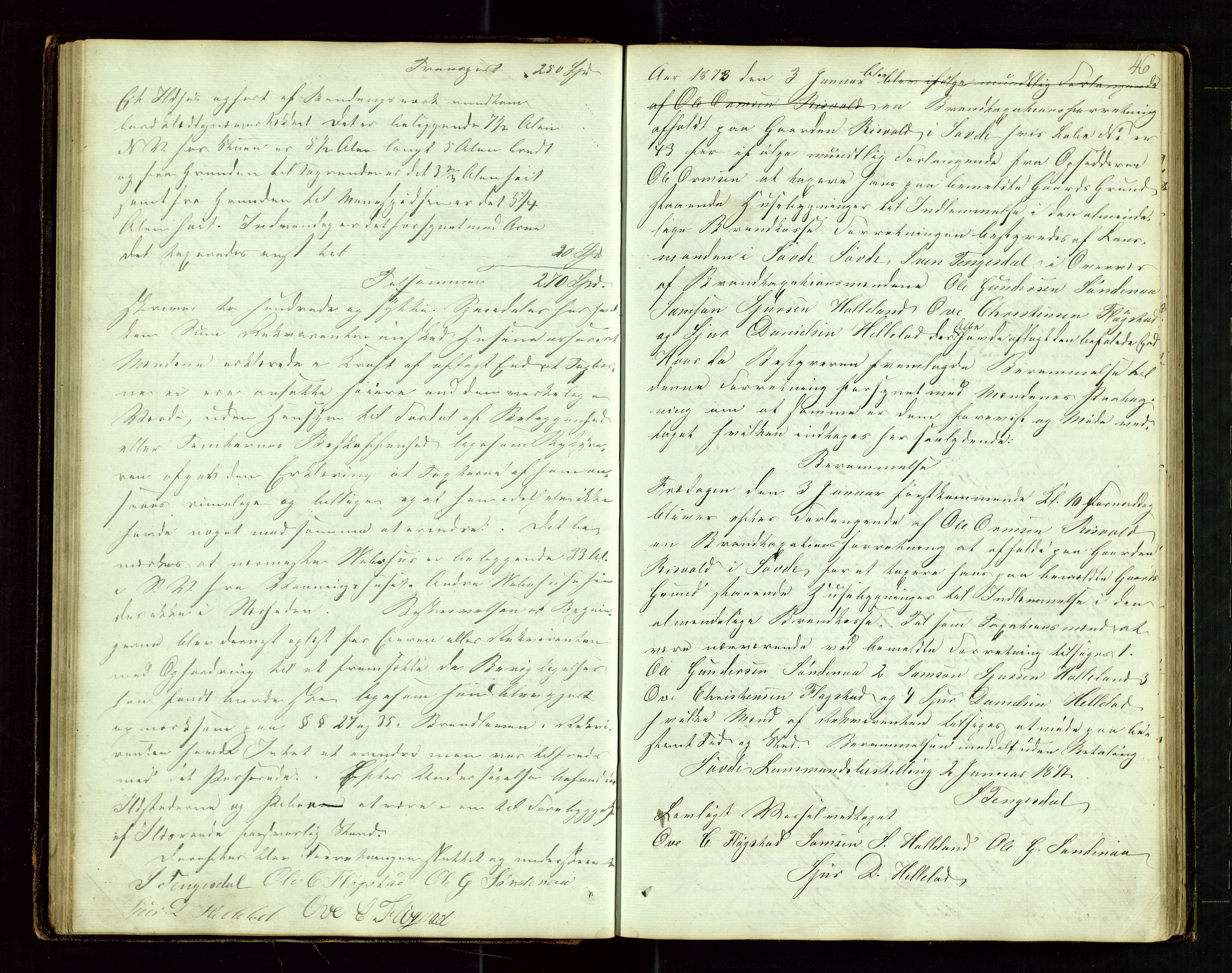 Sauda lensmannskontor, AV/SAST-A-100177/Goa/L0001: "Brandtaxations-Protocol for Søvde Thinglaug", 1846-1886, s. 45b-46a