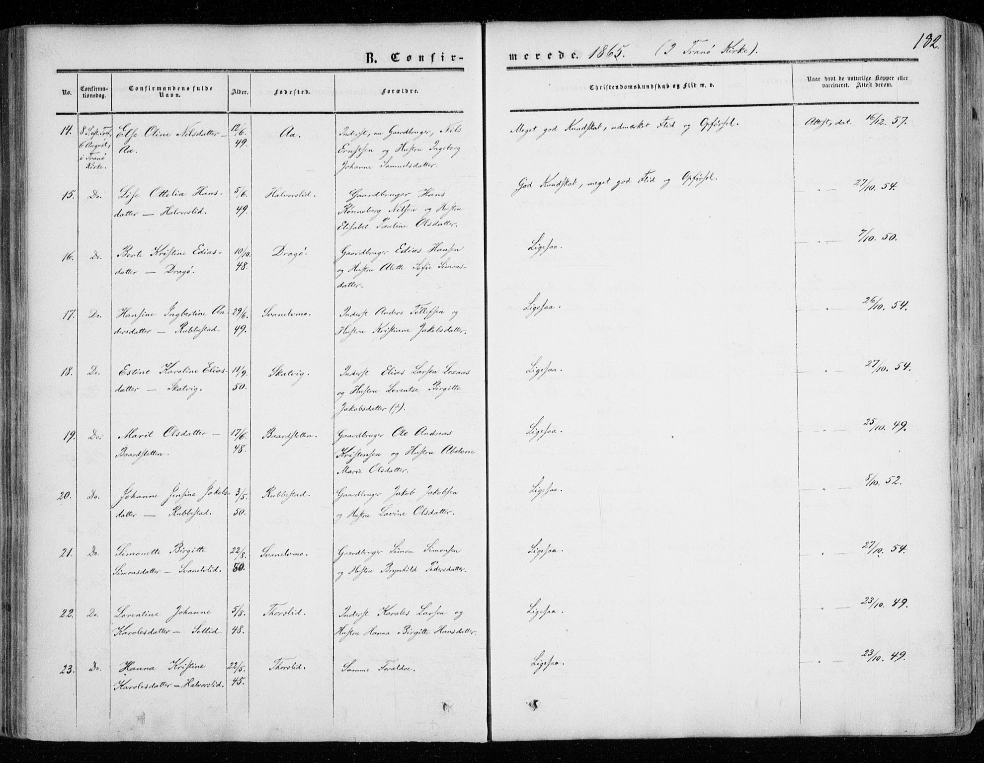 Tranøy sokneprestkontor, AV/SATØ-S-1313/I/Ia/Iaa/L0007kirke: Ministerialbok nr. 7, 1856-1866, s. 182
