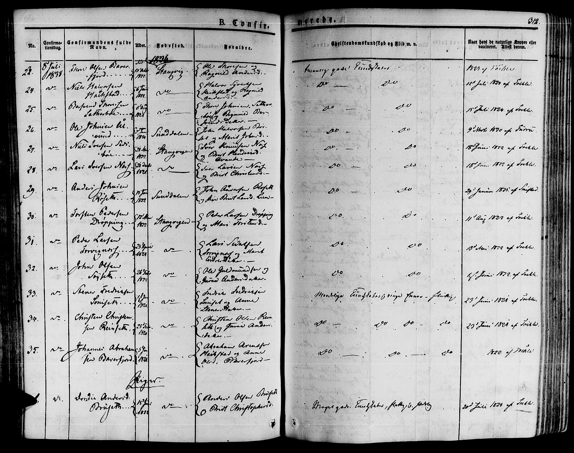 Ministerialprotokoller, klokkerbøker og fødselsregistre - Møre og Romsdal, AV/SAT-A-1454/592/L1024: Ministerialbok nr. 592A03 /1, 1831-1849, s. 312