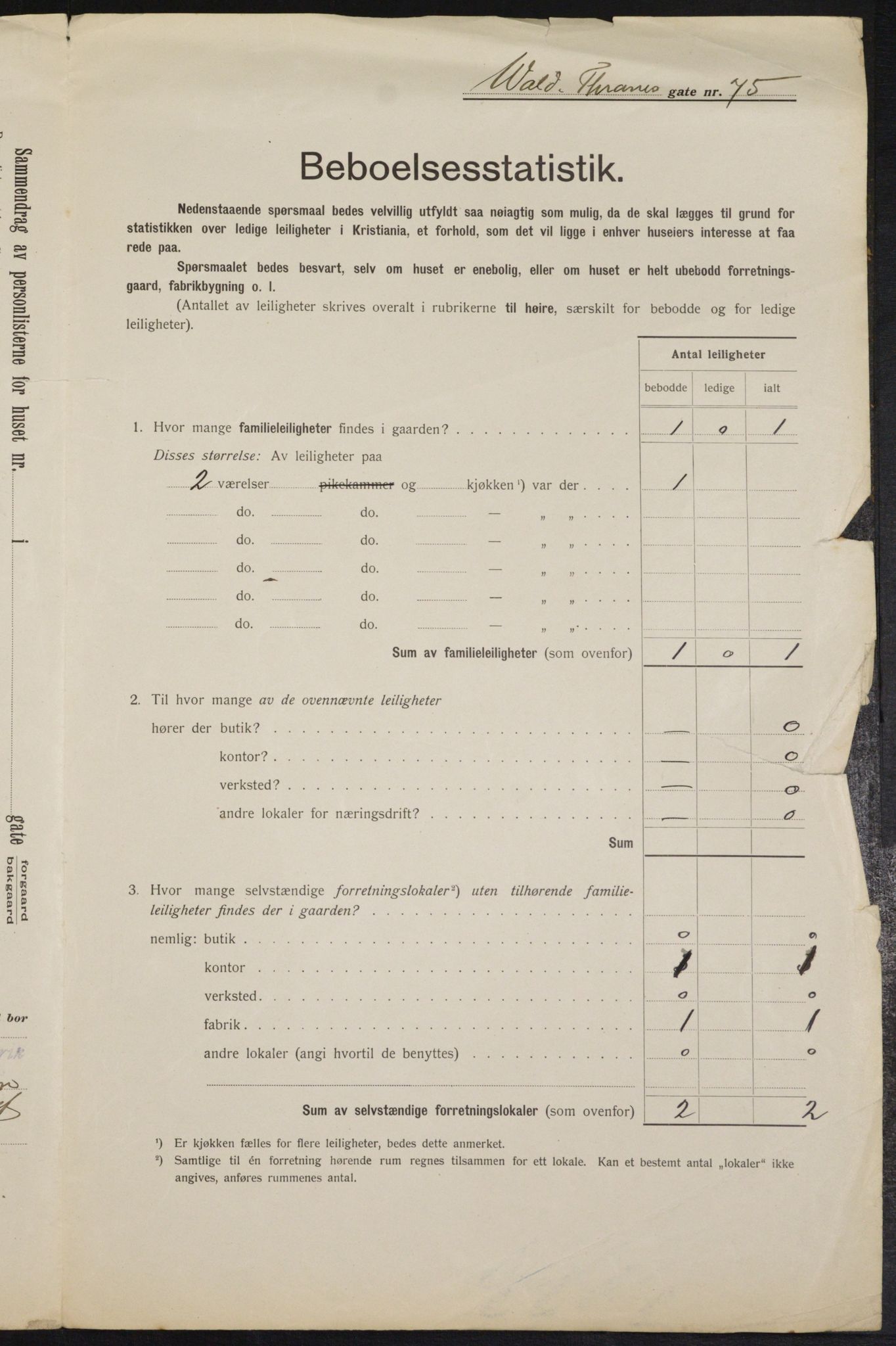 OBA, Kommunal folketelling 1.2.1912 for Kristiania, 1912, s. 127301