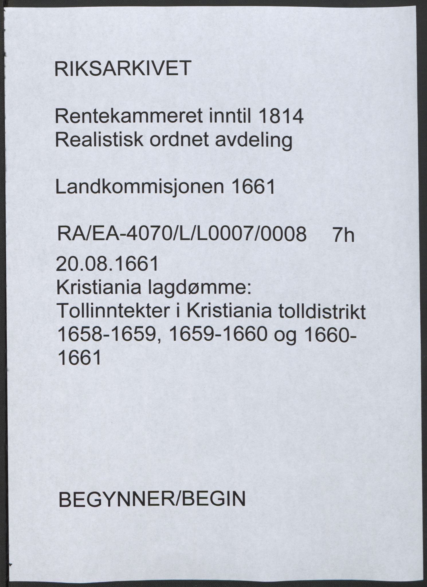 Rentekammeret inntil 1814, Realistisk ordnet avdeling, RA/EA-4070/L/L0007/0008: Kristiania lagdømme: / Tollinntekter i Kristiania tolldistrikt 1658-1659, 1659-1660 og 1660-1661, 1658-1661