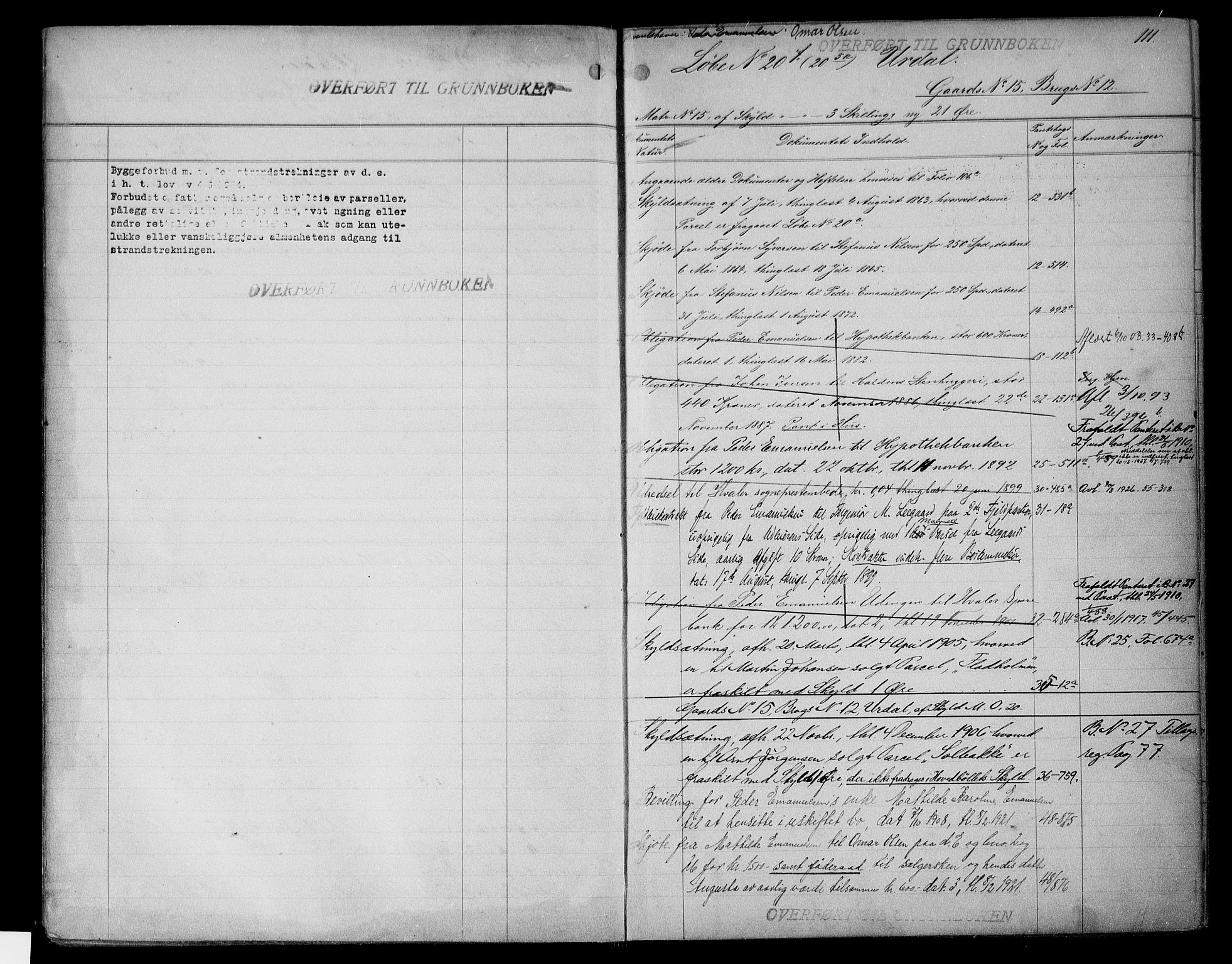 Onsøy sorenskriveri, AV/SAO-A-10474/G/Gb/Gbc/L0001a: Panteregister nr. III 1a, 1887, s. 111