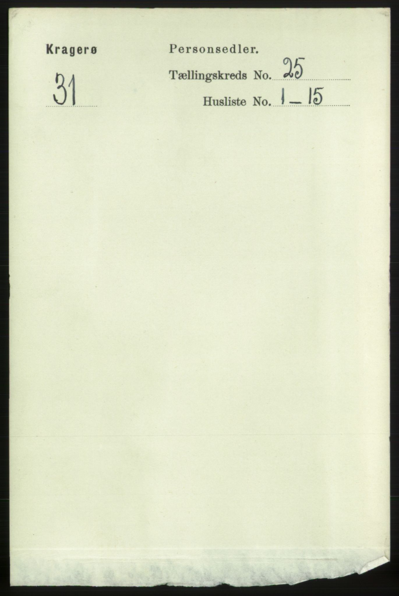 RA, Folketelling 1891 for 0801 Kragerø kjøpstad, 1891, s. 5083