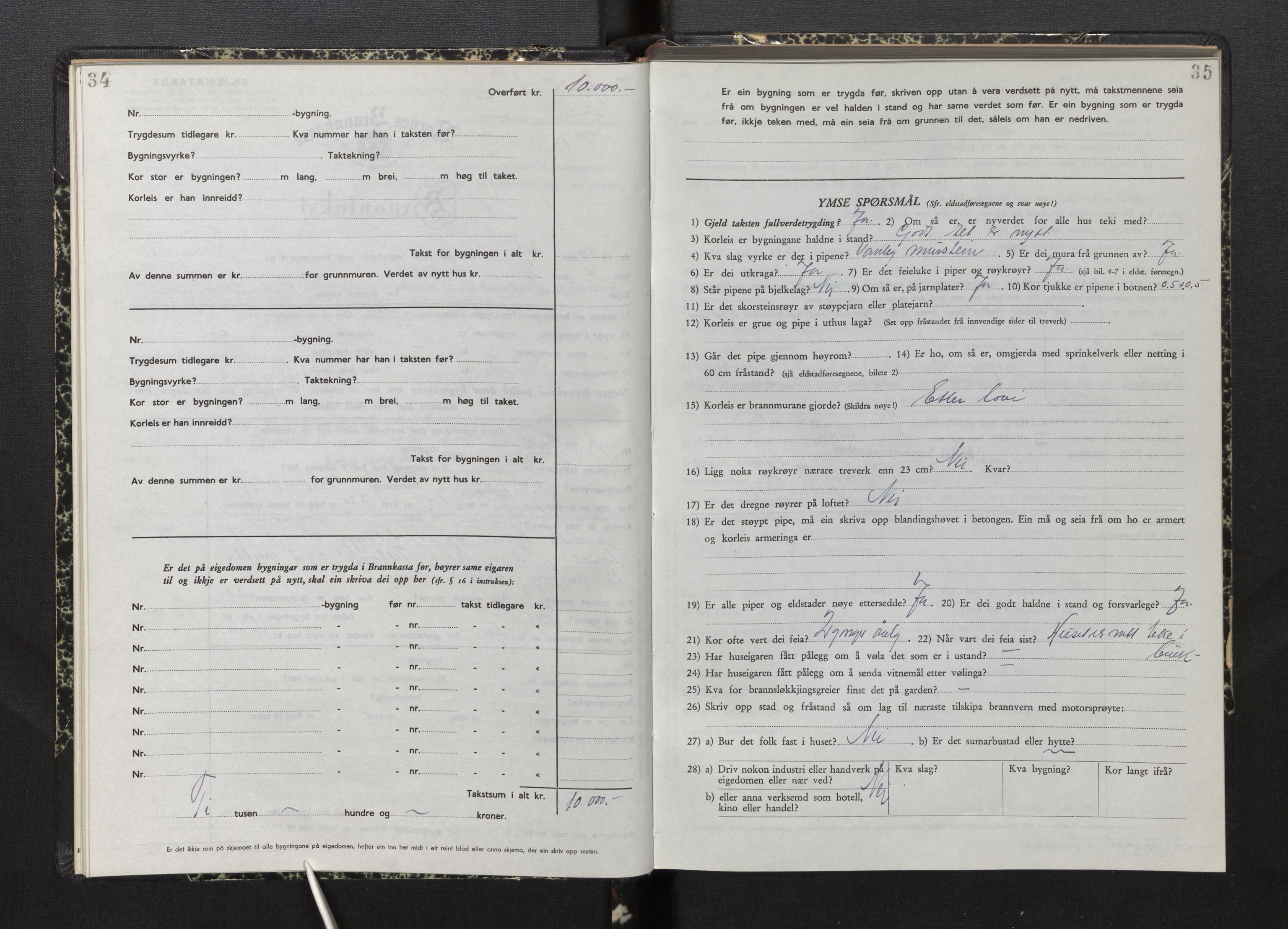 Lensmannen i Årdal, AV/SAB-A-30501/0012/L0012: Branntakstprotokoll, skjematakst, 1949-1955, s. 34-35