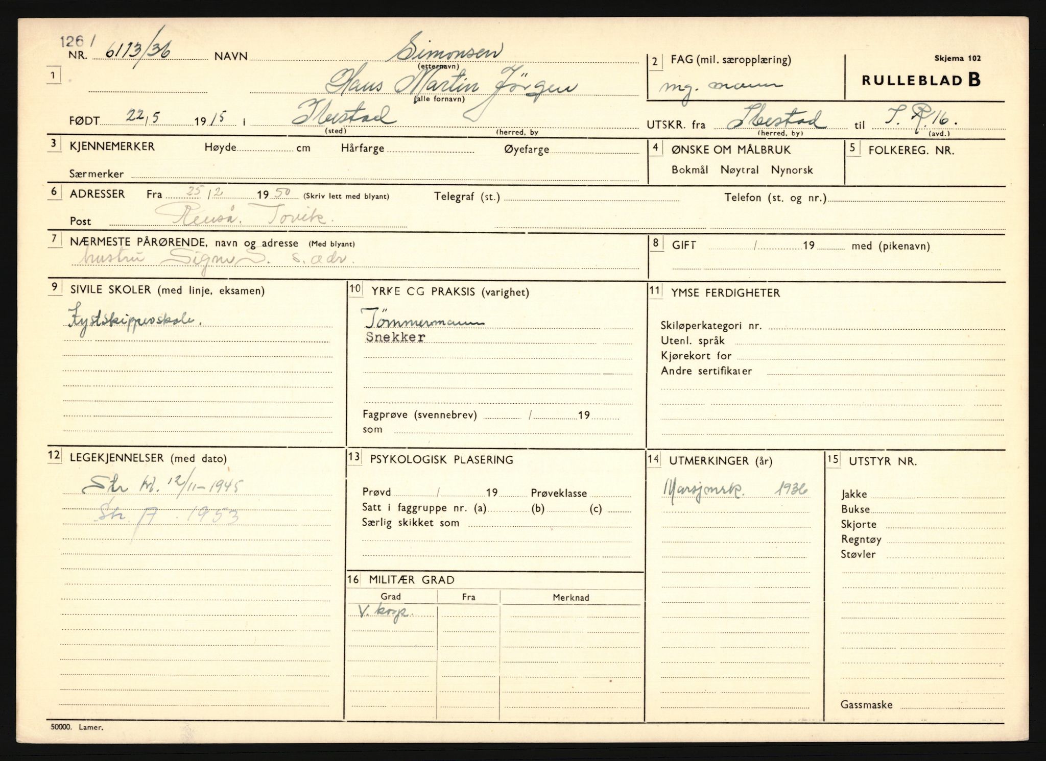 Forsvaret, Troms infanteriregiment nr. 16, AV/RA-RAFA-3146/P/Pa/L0020: Rulleblad for regimentets menige mannskaper, årsklasse 1936, 1936, s. 1199