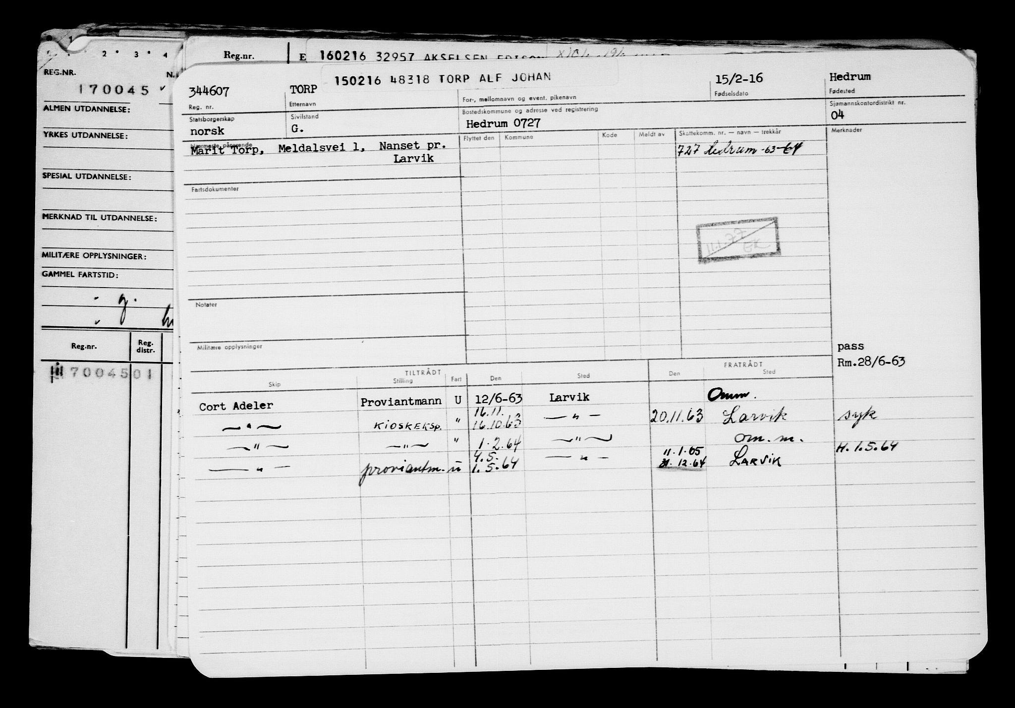 Direktoratet for sjømenn, AV/RA-S-3545/G/Gb/L0136: Hovedkort, 1916, s. 645