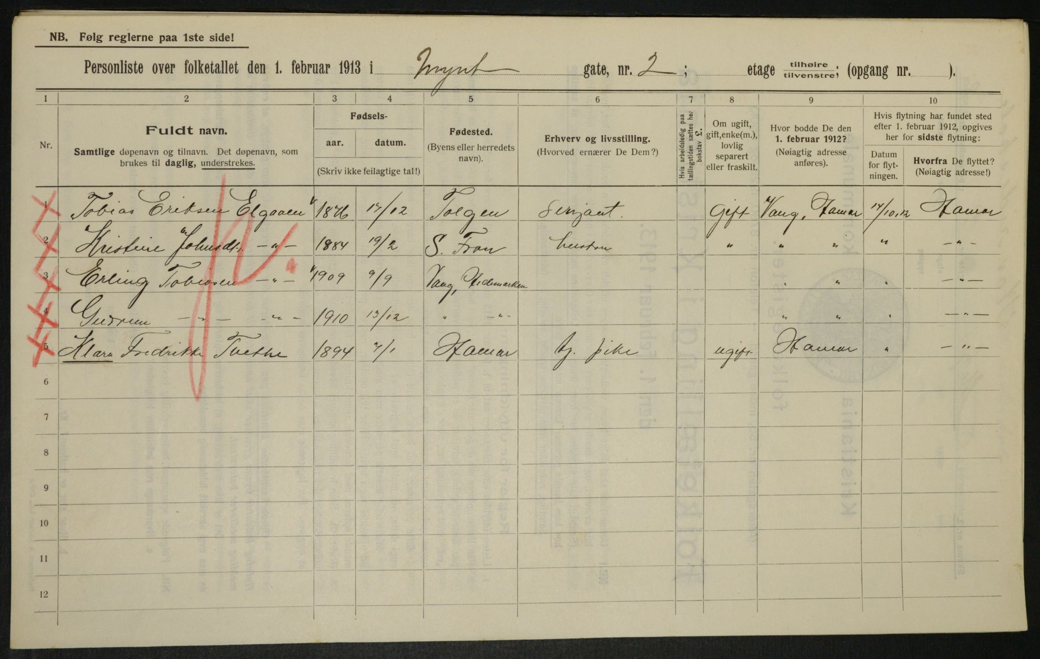 OBA, Kommunal folketelling 1.2.1913 for Kristiania, 1913, s. 68291