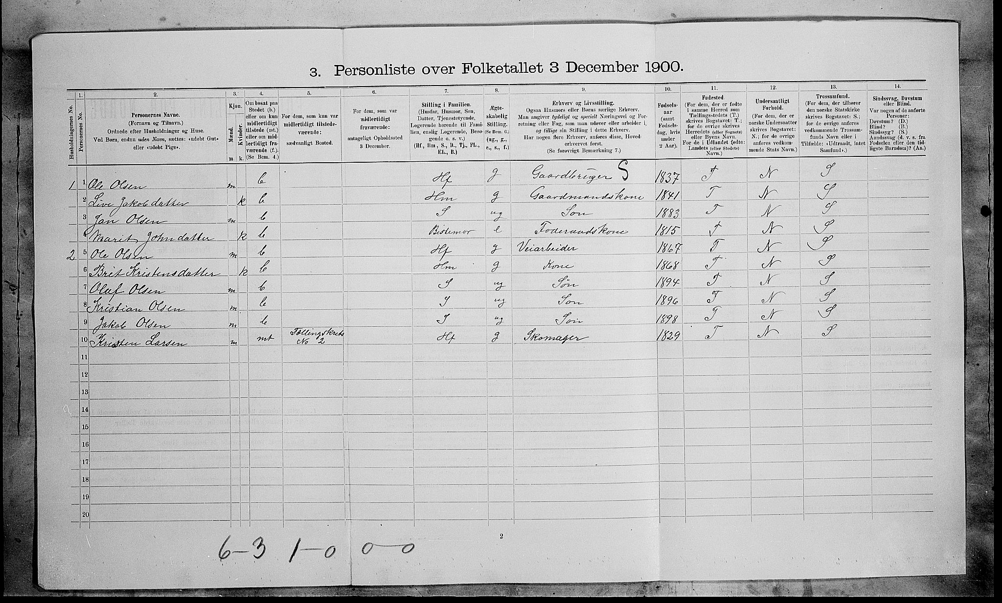 SAH, Folketelling 1900 for 0513 Skjåk herred, 1900, s. 21