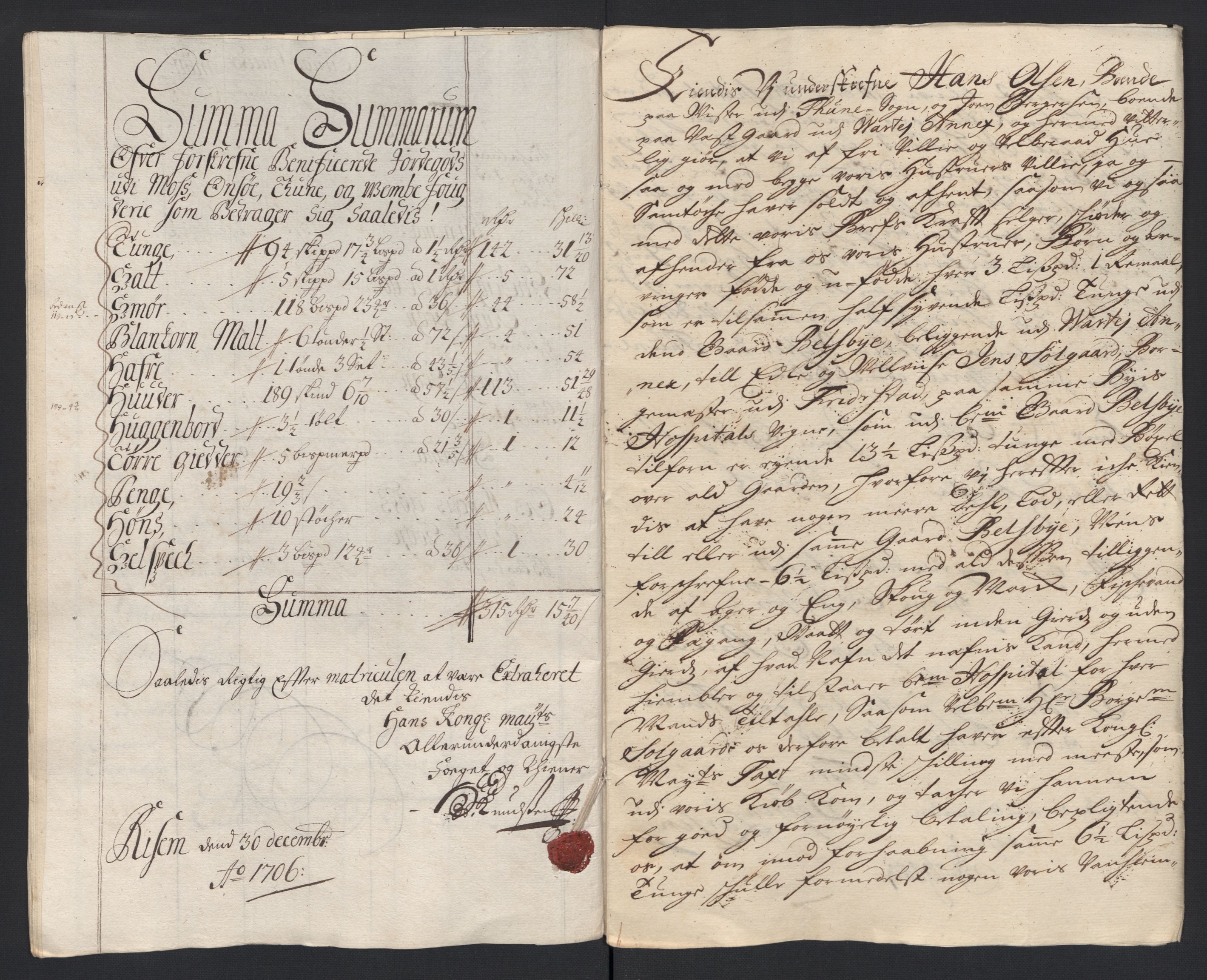 Rentekammeret inntil 1814, Reviderte regnskaper, Fogderegnskap, AV/RA-EA-4092/R04/L0133: Fogderegnskap Moss, Onsøy, Tune, Veme og Åbygge, 1705-1706, s. 391