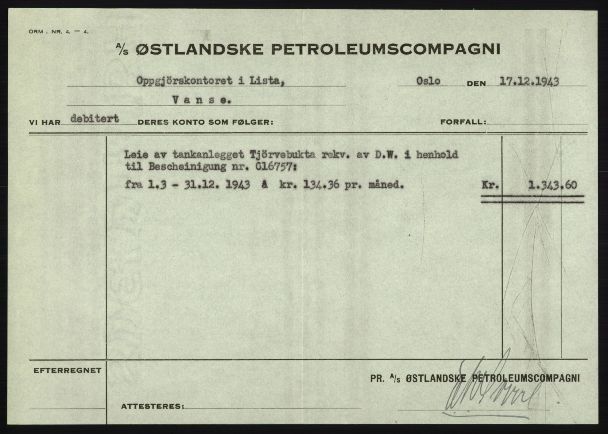 Forsvarsdepartementet, 10. kontor / Oppgjørskontoret, AV/RA-RAFA-1225/D/Db/L0180: Lista oppgjørskontor, 1942-1952, s. 217