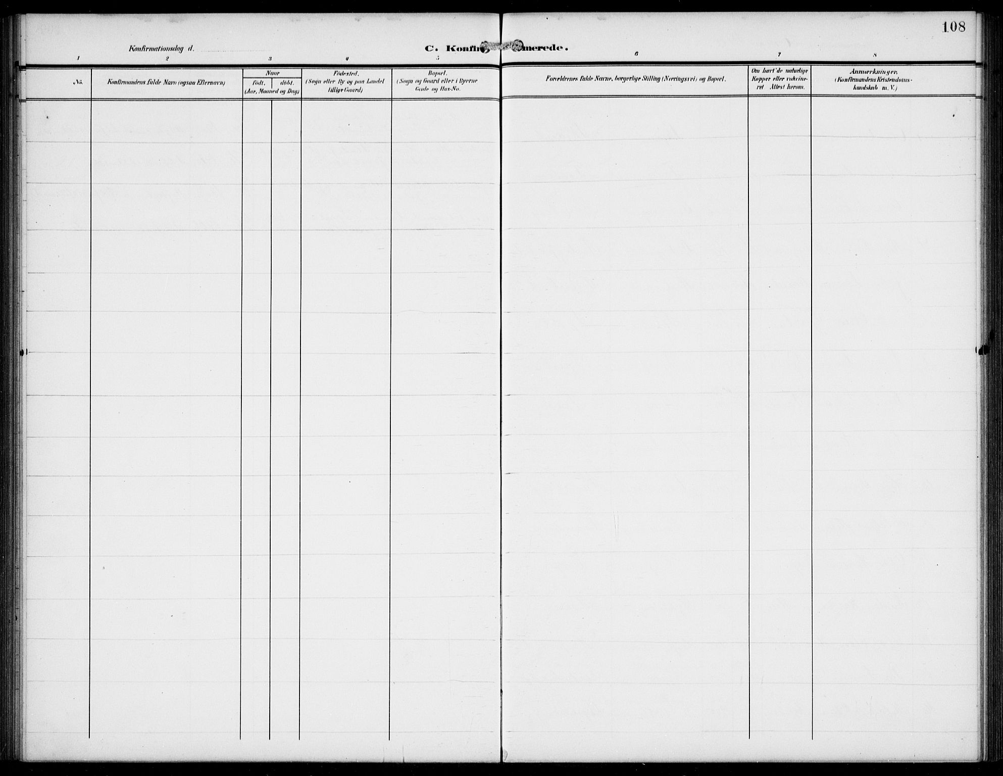 Jostedal sokneprestembete, AV/SAB-A-80601/H/Hab/Haba/L0002: Klokkerbok nr. A 2, 1907-1931, s. 108