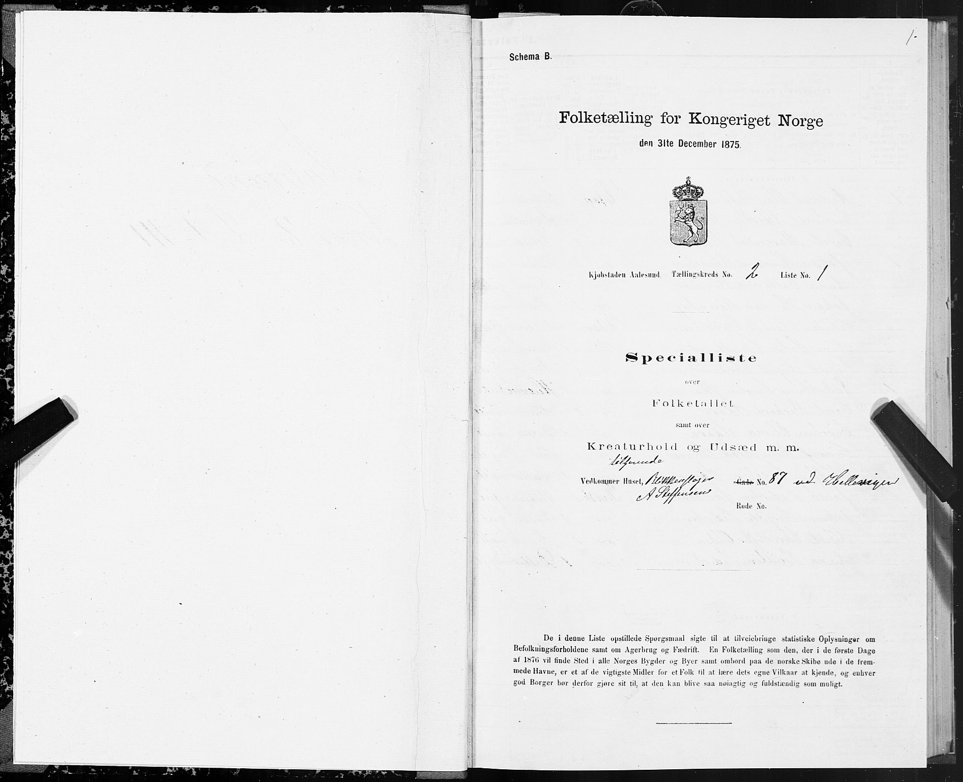 SAT, Folketelling 1875 for 1501P Ålesund prestegjeld, 1875, s. 2001