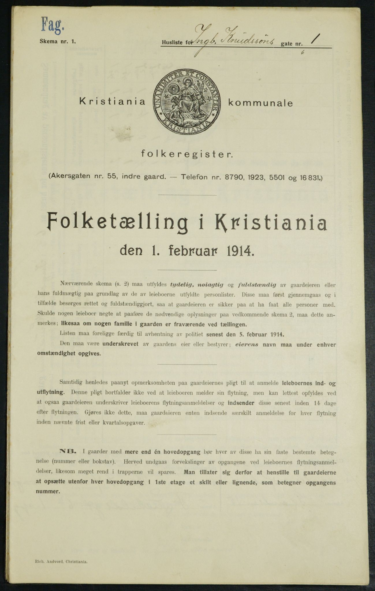 OBA, Kommunal folketelling 1.2.1914 for Kristiania, 1914, s. 43841