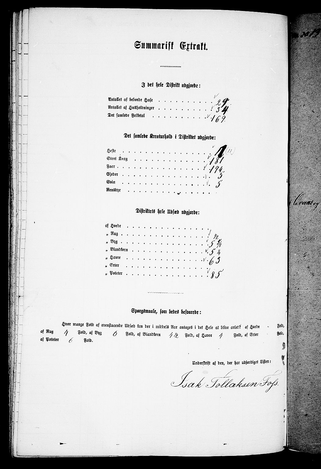 RA, Folketelling 1865 for 1032P Lyngdal prestegjeld, 1865, s. 234